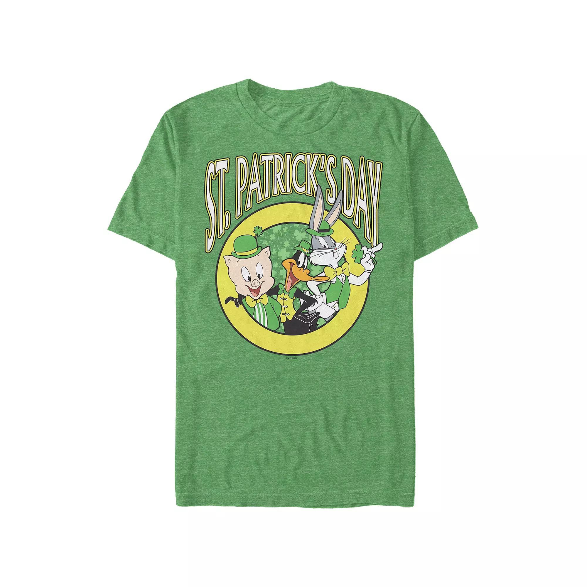 Men's Looney Tunes St. Patrick's Day Buddies Graphic Tee, Size: Medium, Kelly Grey Product Image