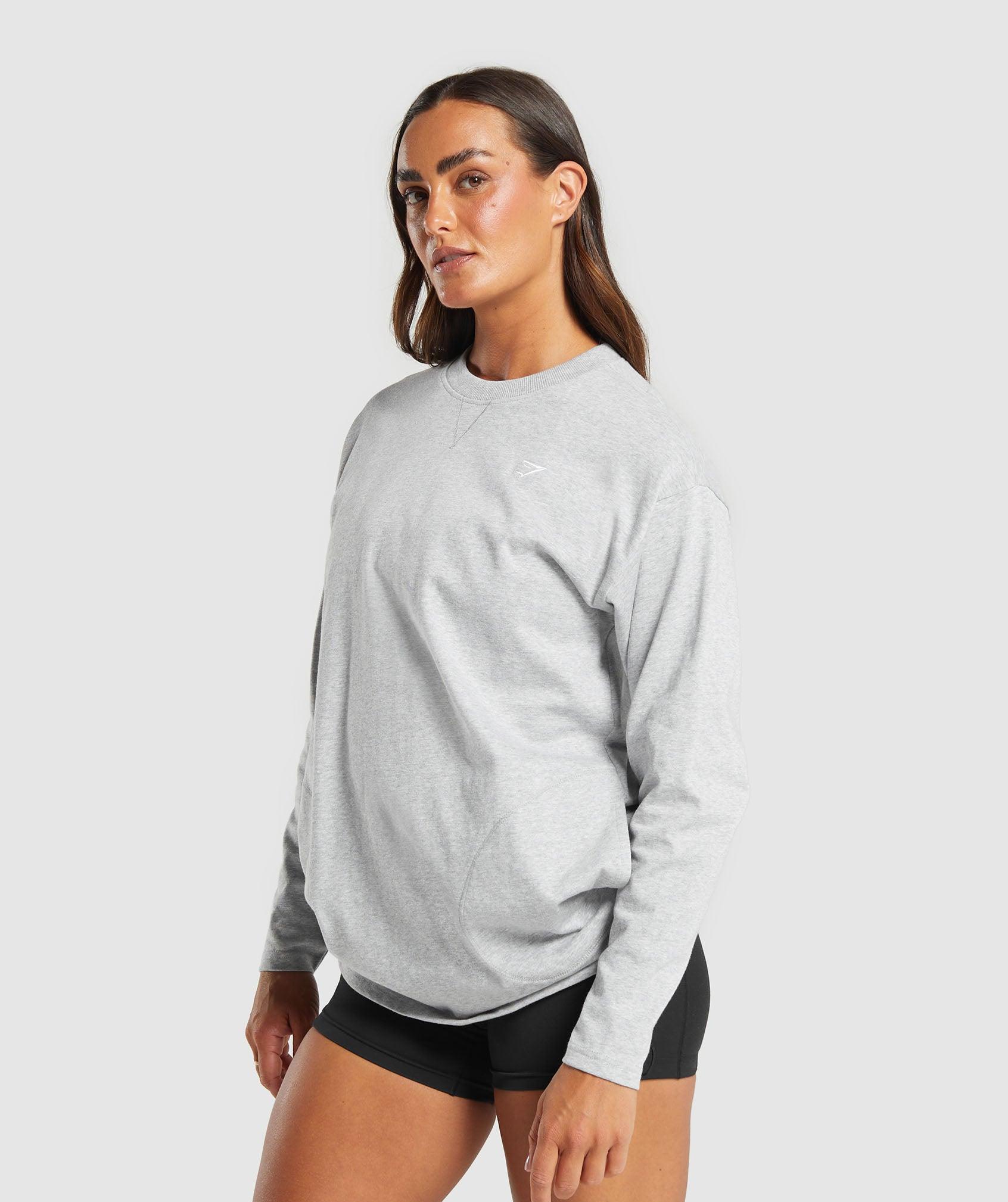 Gymshark Heavyweight Cotton Long Sleeve Top - Light Grey Marl Female Product Image