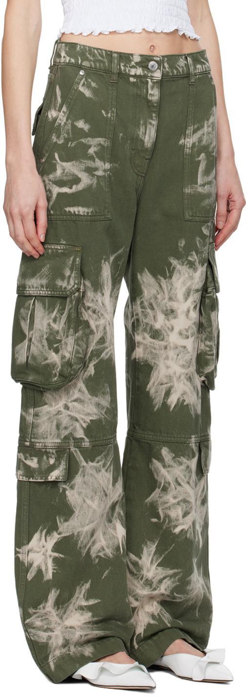 MSGM Tie-dye Patterned Cargo Trousers In Green Product Image