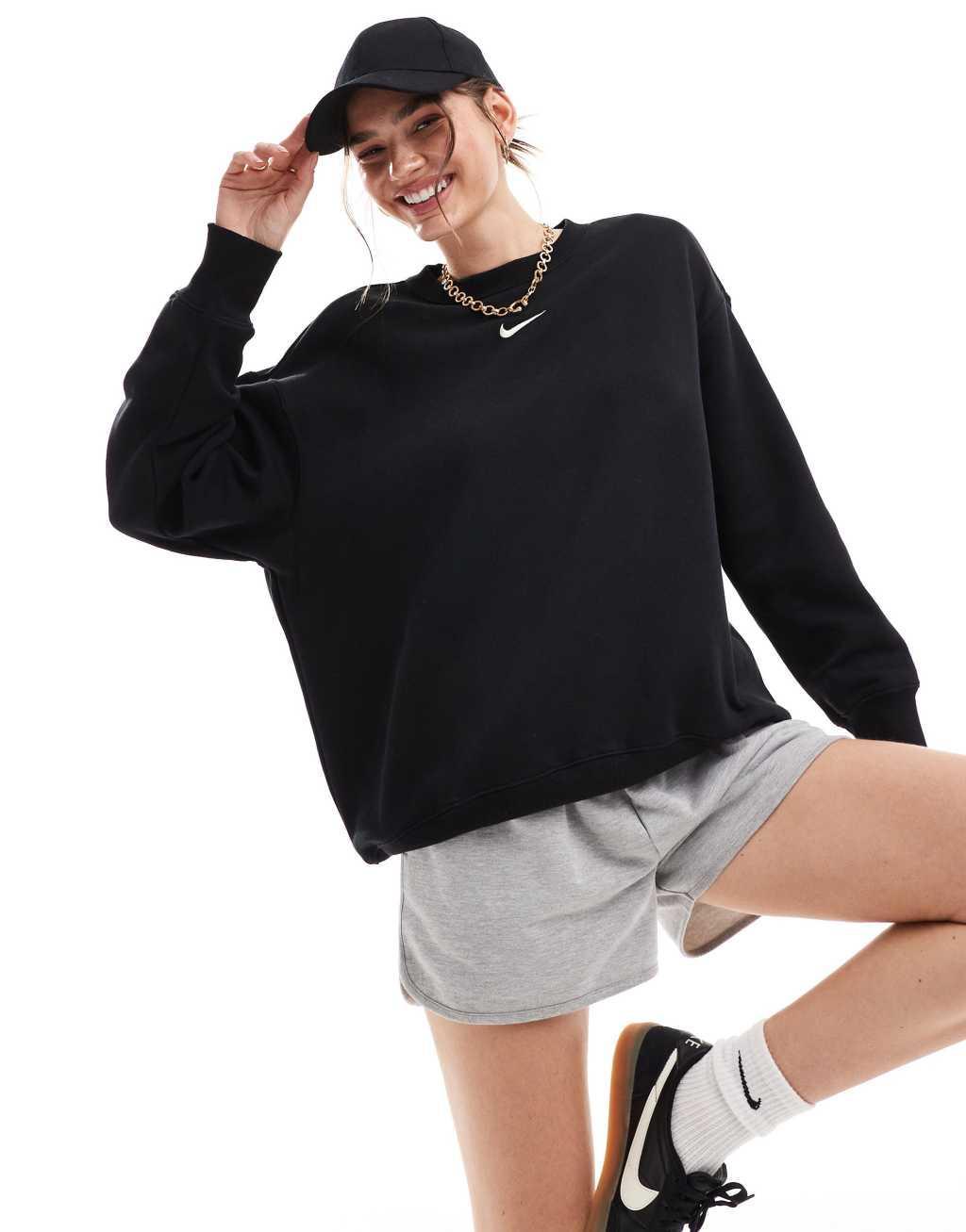 Nike Phoenix Fleece oversized sweatshirt in black  Product Image