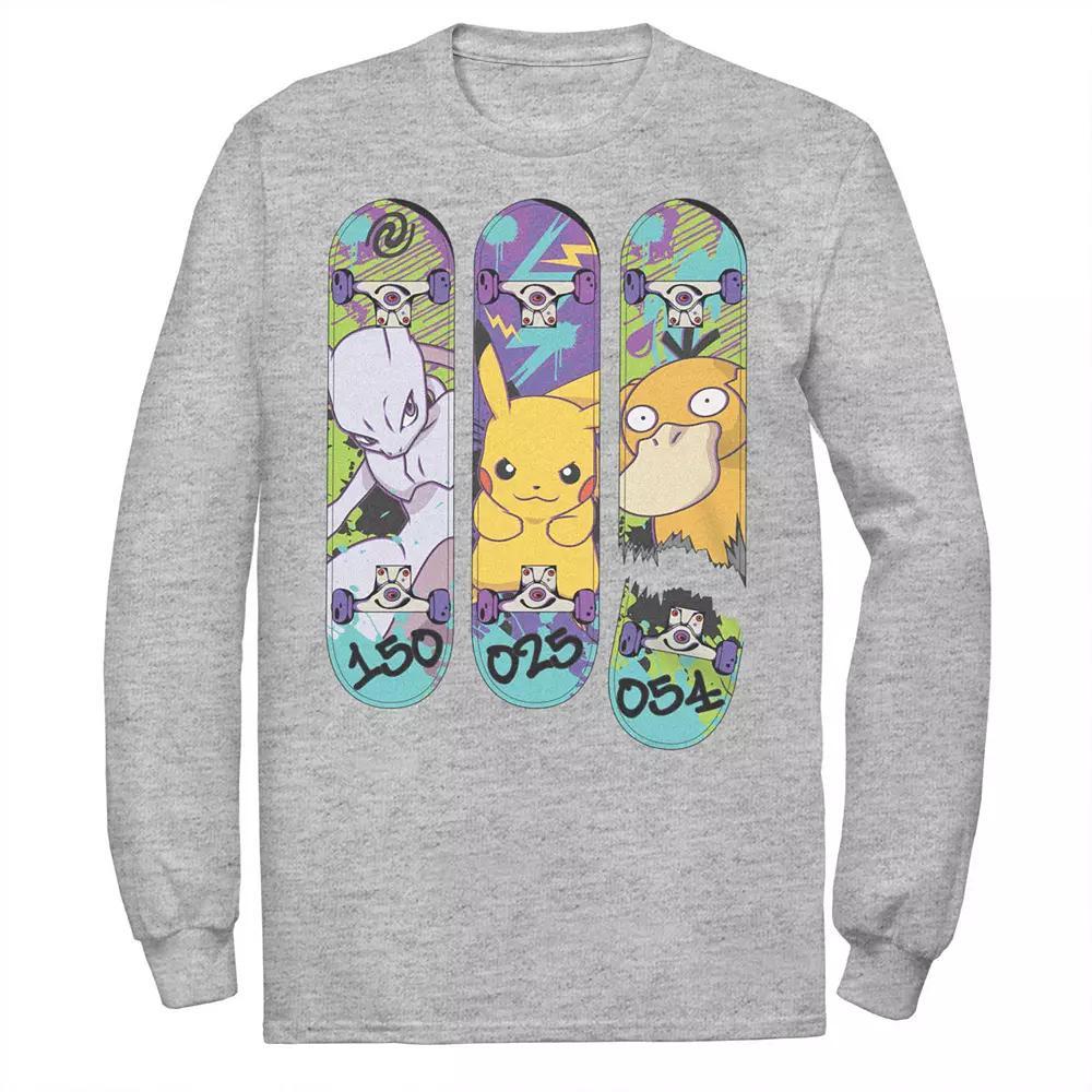 Big & Tall Pokemon Mewtwo Pikachu Psyduck Long Sleeve Tee, Men's, Size: XXL Tall, Athletic Grey Product Image