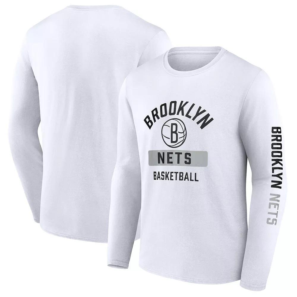 Men's Fanatics  White Brooklyn Nets Long Sleeve T-Shirt, Size: Large Product Image