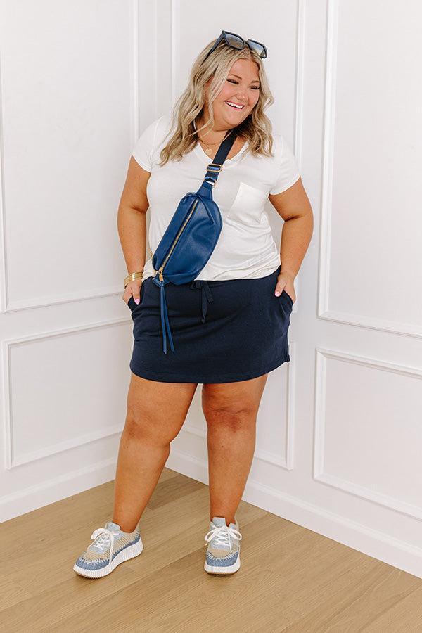Running Errands High Waist Skort in Navy Curves Product Image