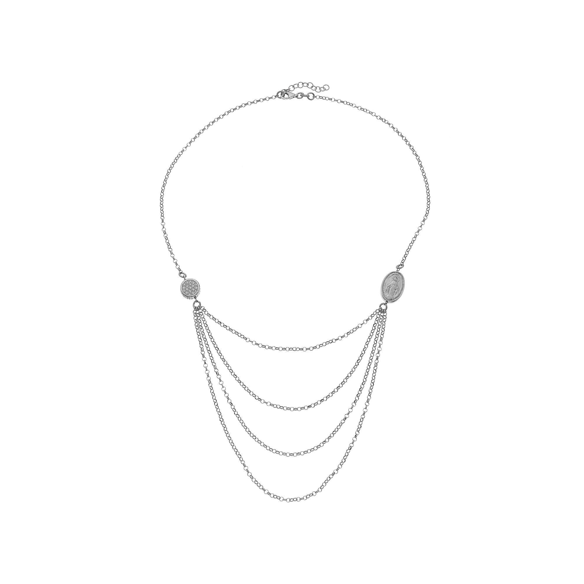 Sterling Silver Cubic Zirconia Mary Magdalene Swag Necklace, Women's, Size: 18" Product Image