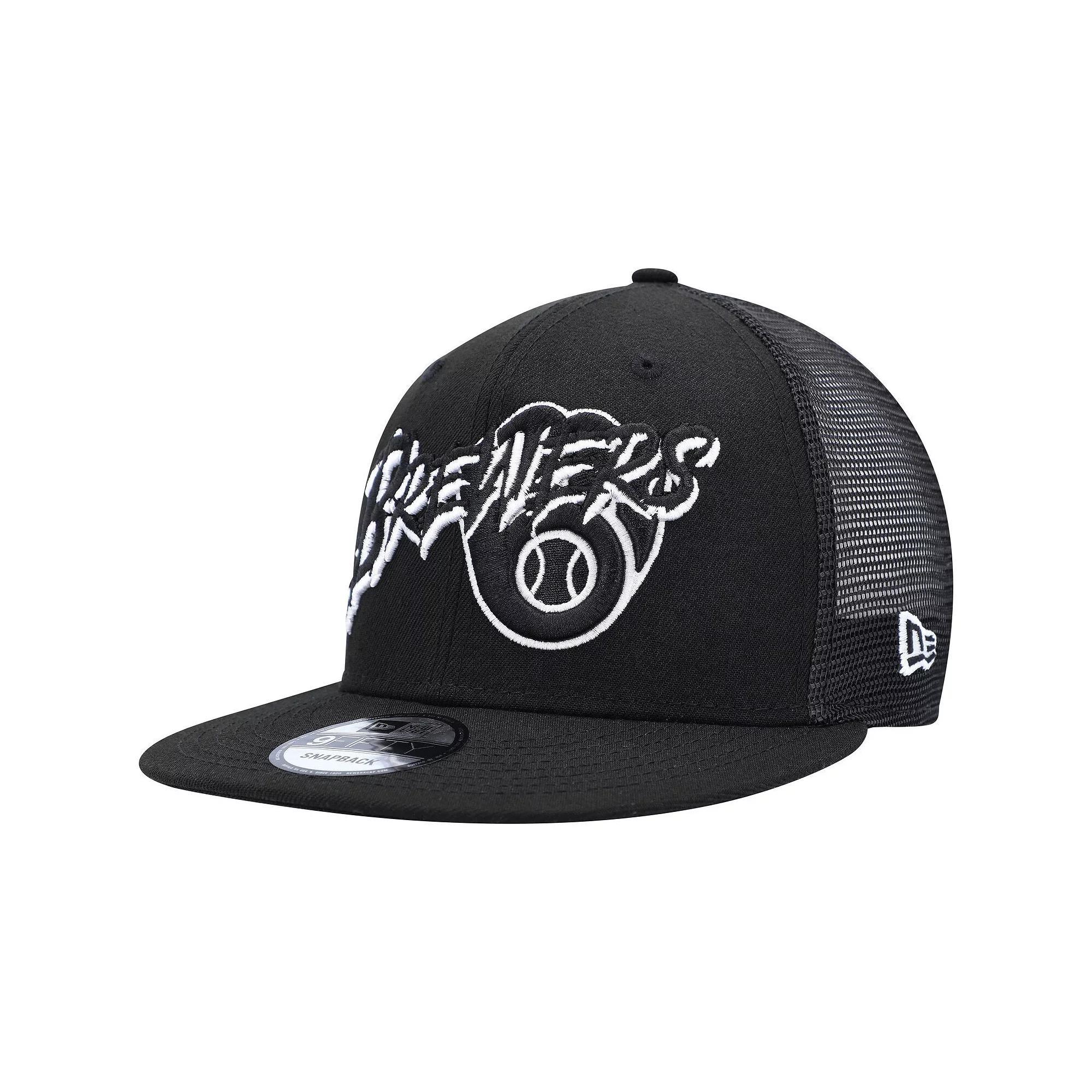 Men's New Era Black Milwaukee Brewers Street Trucker 9FIFTY Snapback Hat Product Image