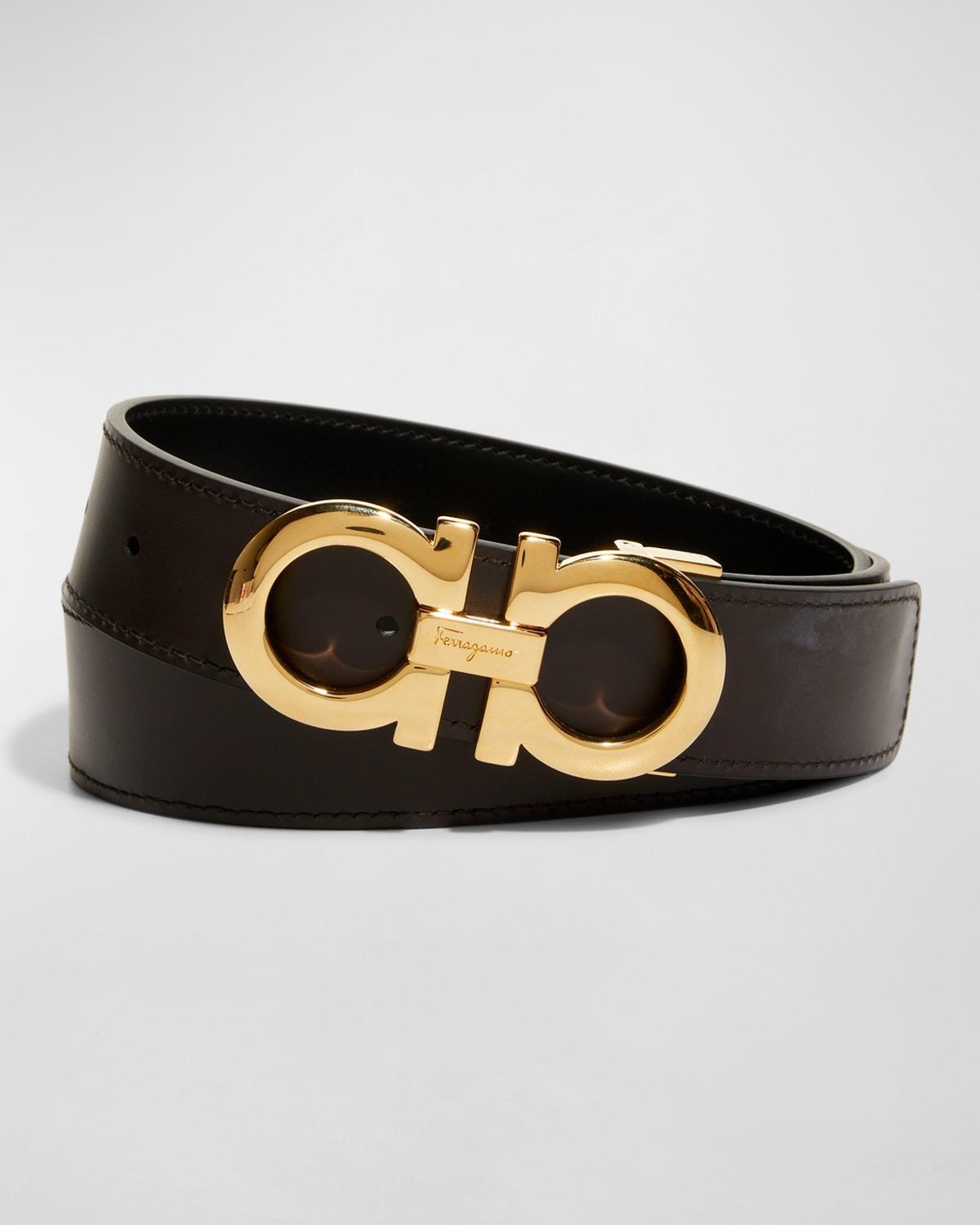 Mens Reversible Double-Gancini Leather Belt Product Image