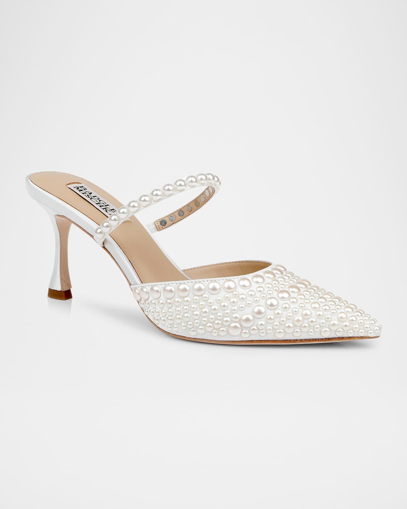 Duchess Pointed Pearly Mule Pumps Product Image