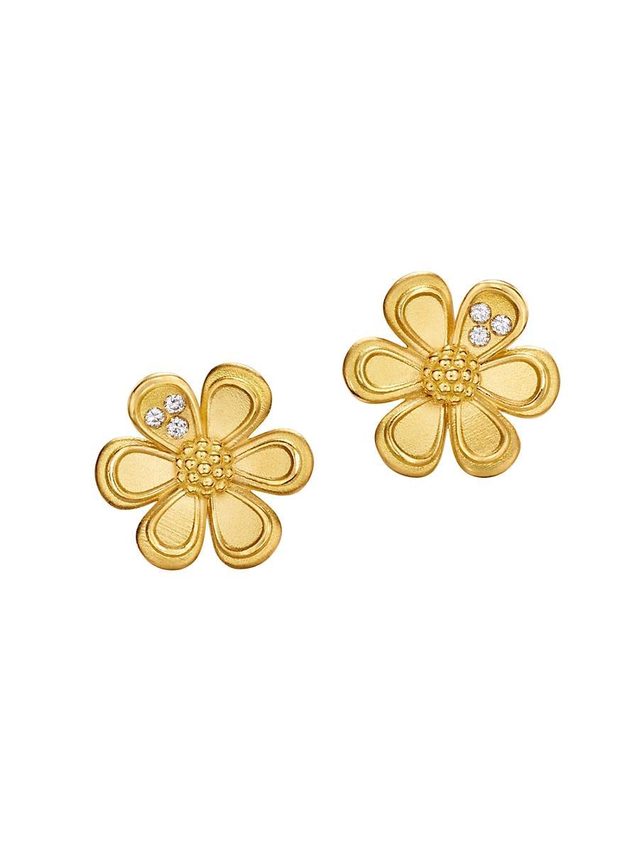 Womens FJ Golden Flower 18K Yellow Gold & 0.05 TCW Diamond Stud Earrings Product Image