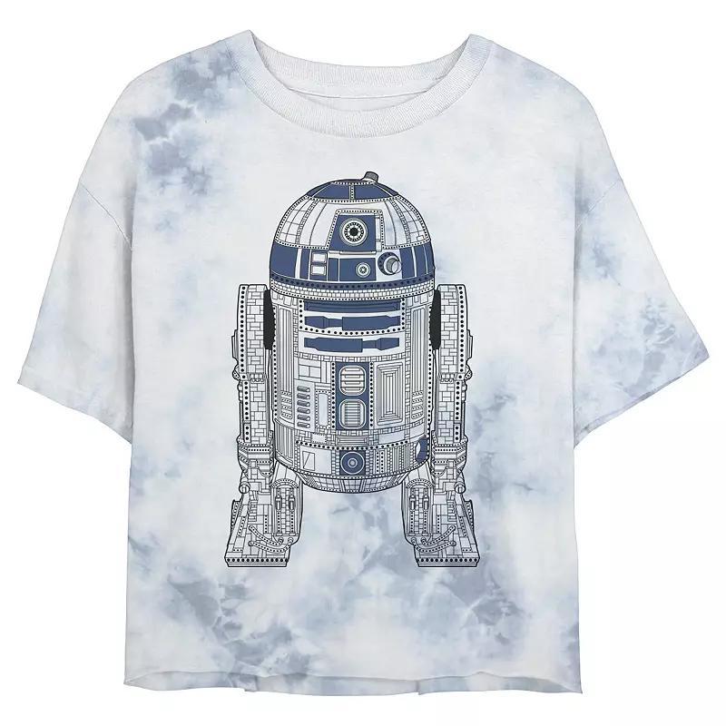 Juniors Star Wars: R2-D2 Outline Wash Graphic Crop Tee, Womens Product Image