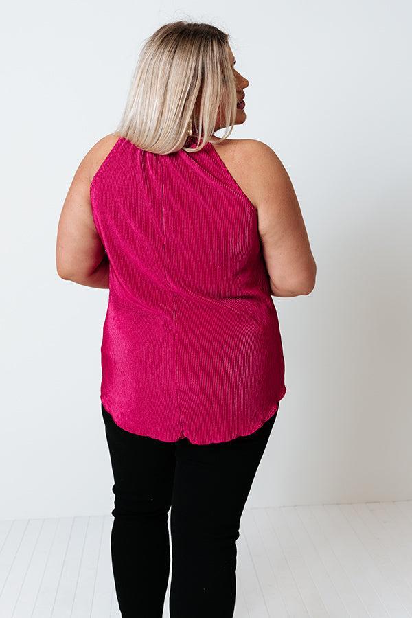 Dream State Pleated Top In Fuchsia Curves Product Image