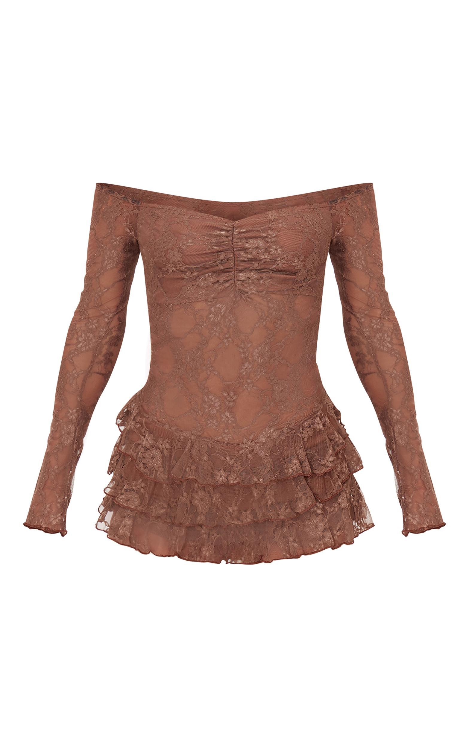 Chocolate Lace Bardot Rara Skort Romper Product Image