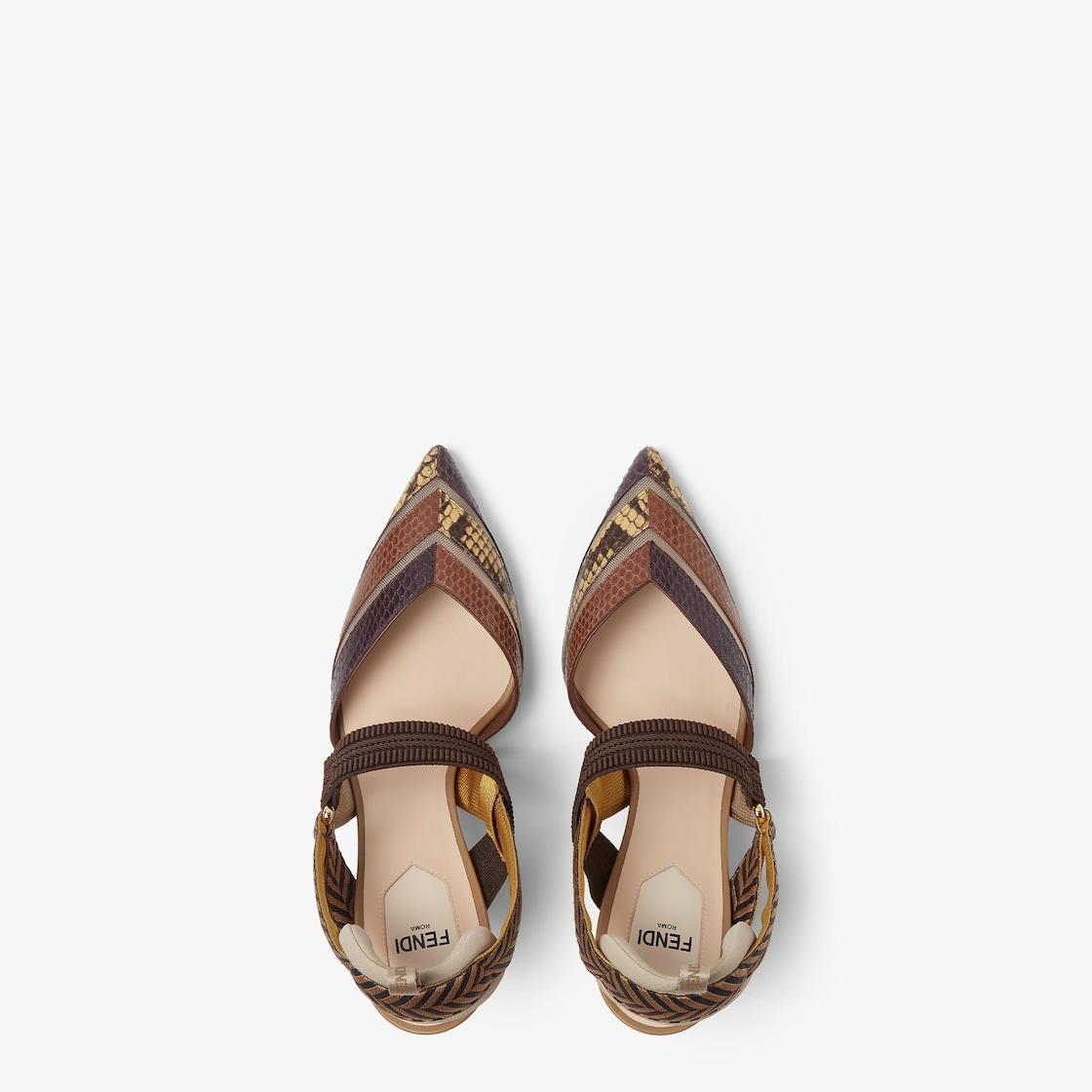 ColibrìHigh-heeled mesh and multicolor ayers leather slingbacks Product Image