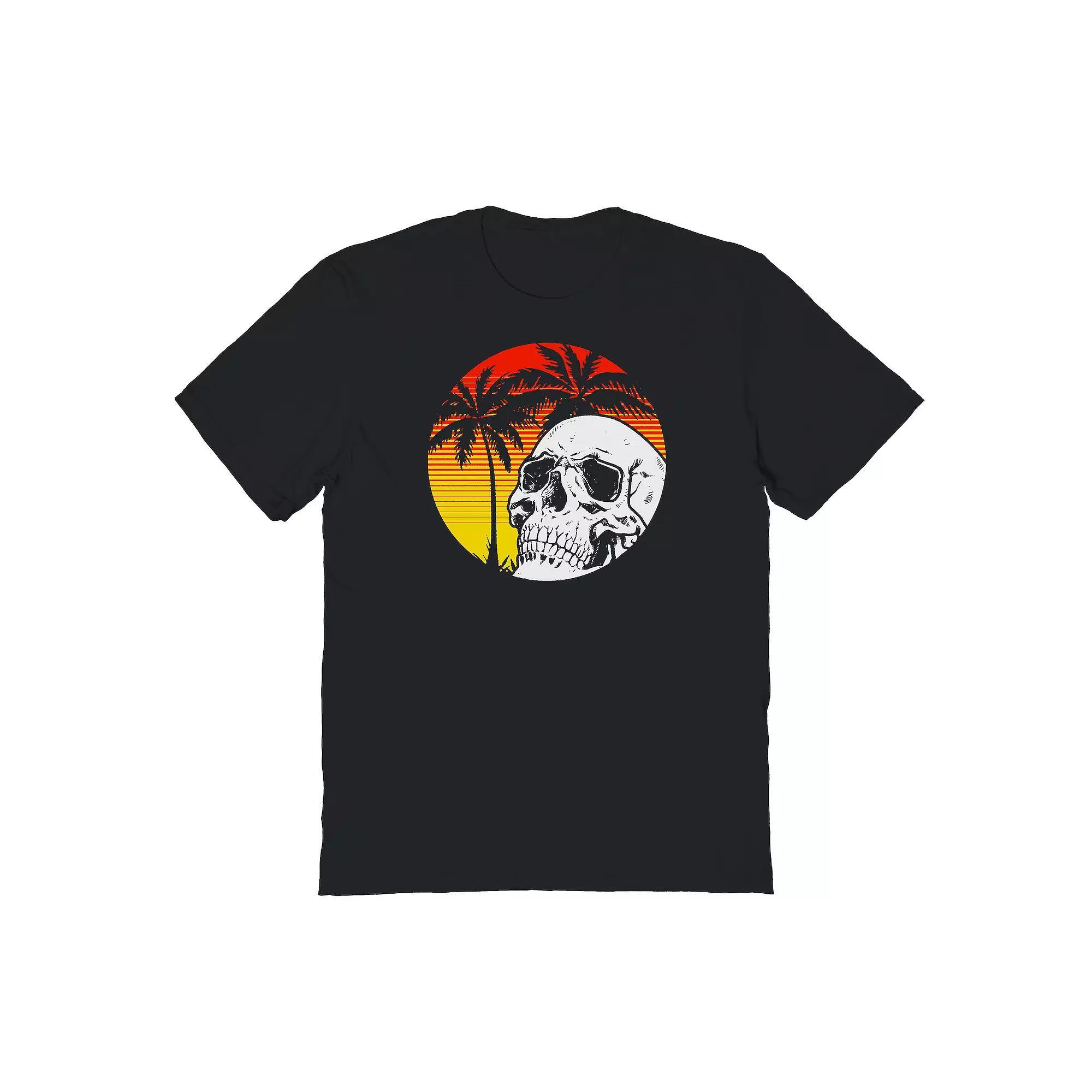 Men's Tropical Skull Graphic Tee, Size: Medium, Black Product Image