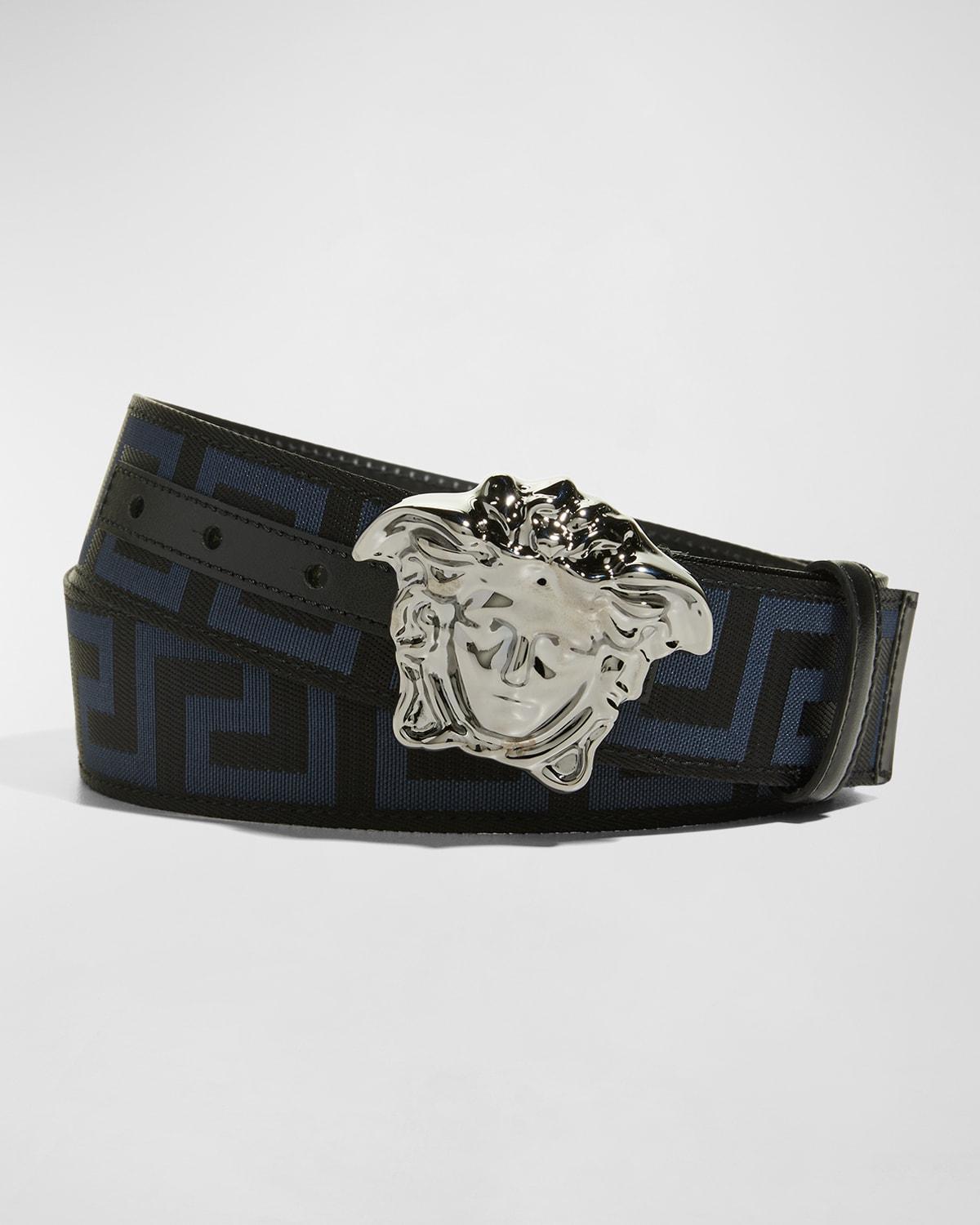 Men's Tonal Medusa/Greek Key Web Belt Product Image