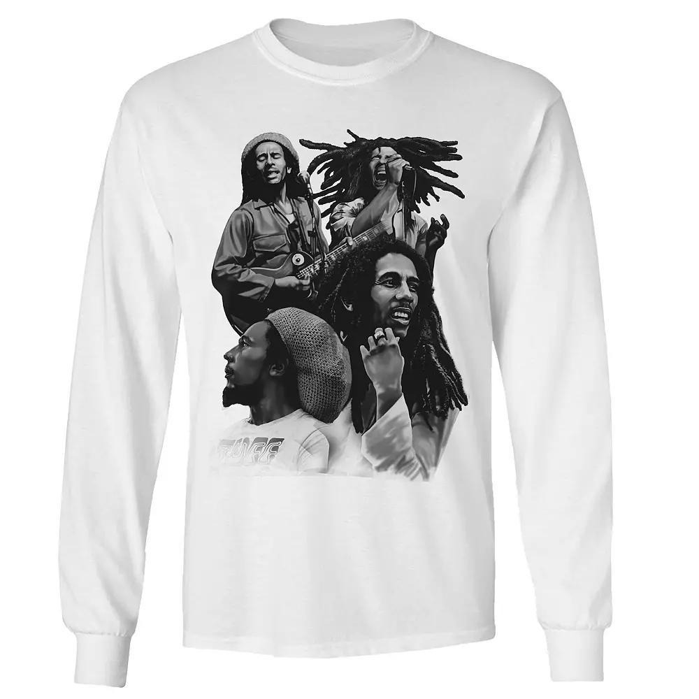 Men's Bob Marley Free Our Minds Long Sleeve Tee, Size: Small, White Product Image