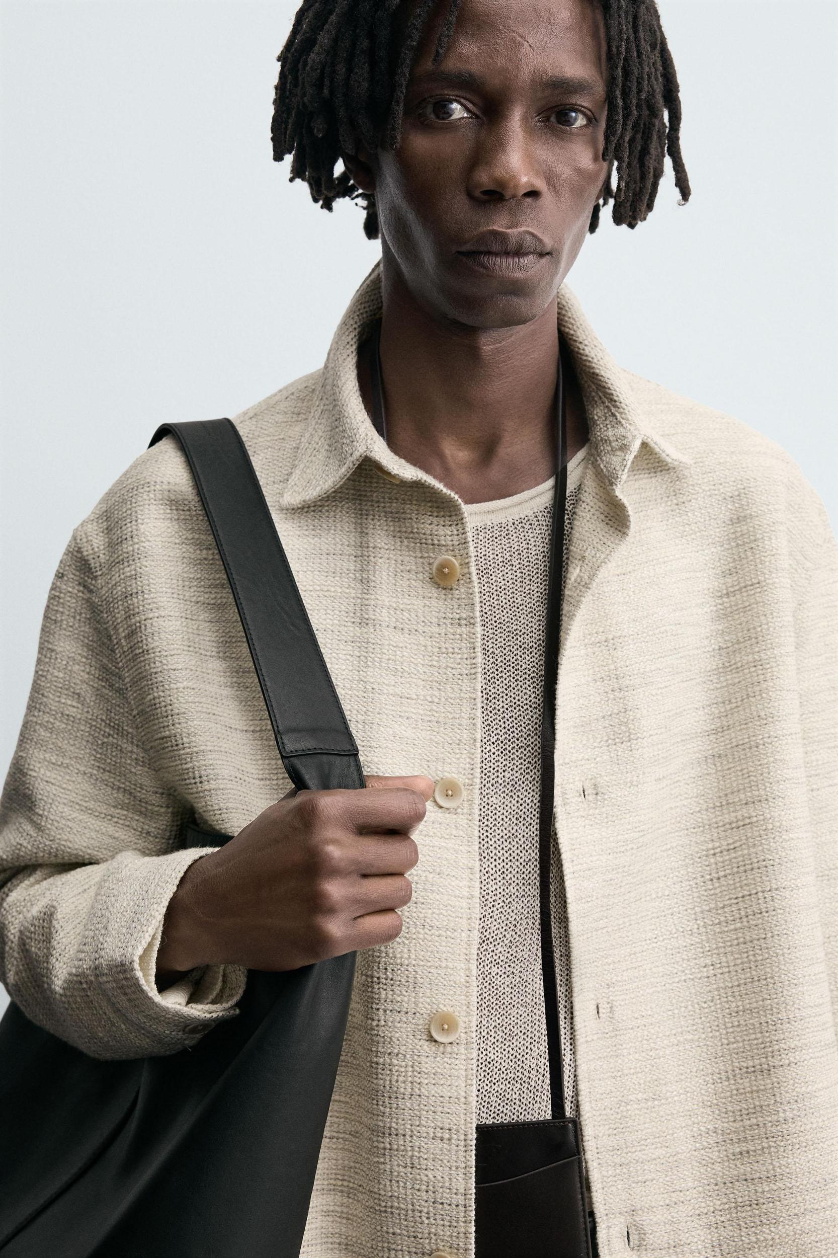 CONTRAST TEXTURED OVERSHIRT Product Image