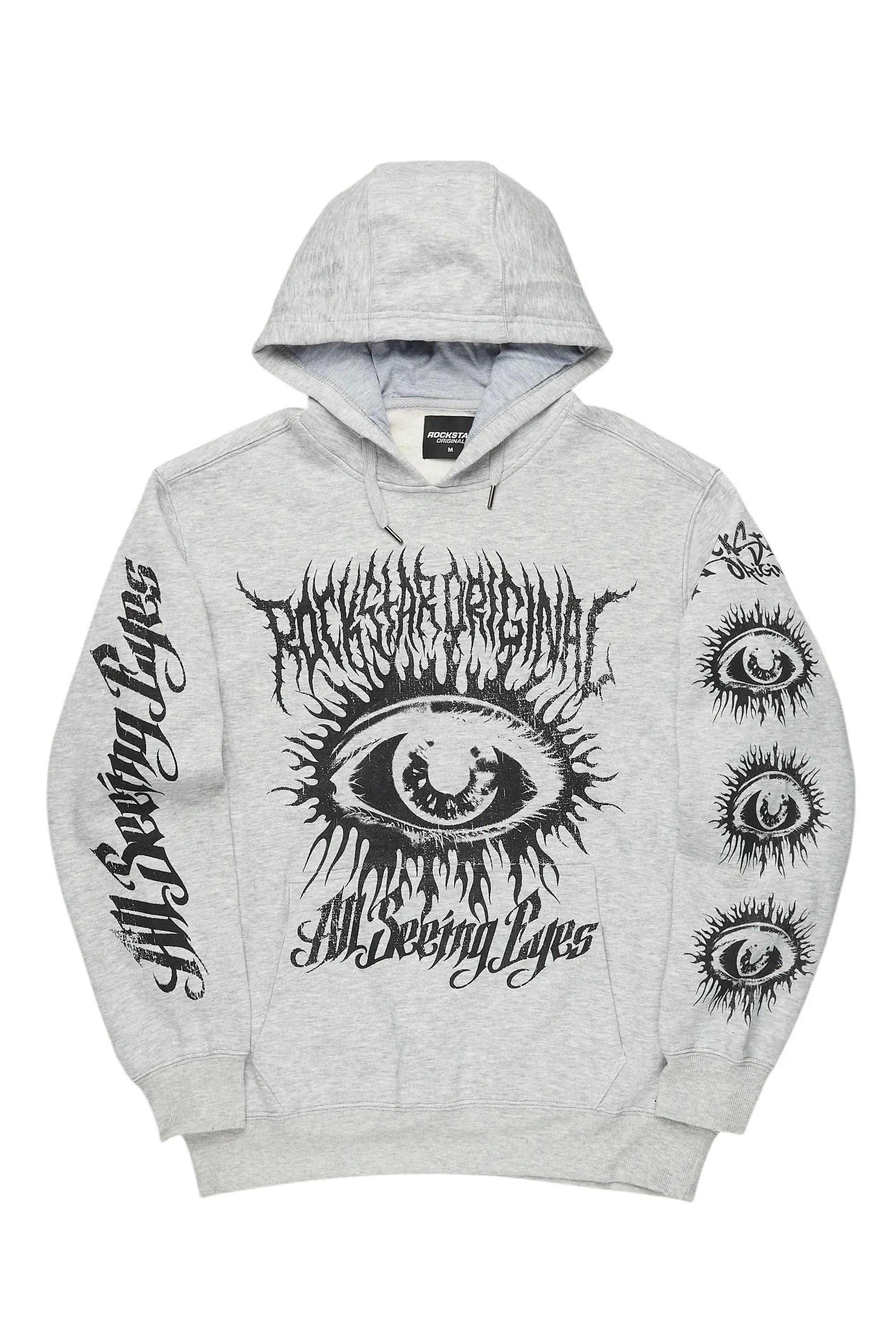 All Seeing Eyes Heather Grey Graphic Hoodie Male Product Image