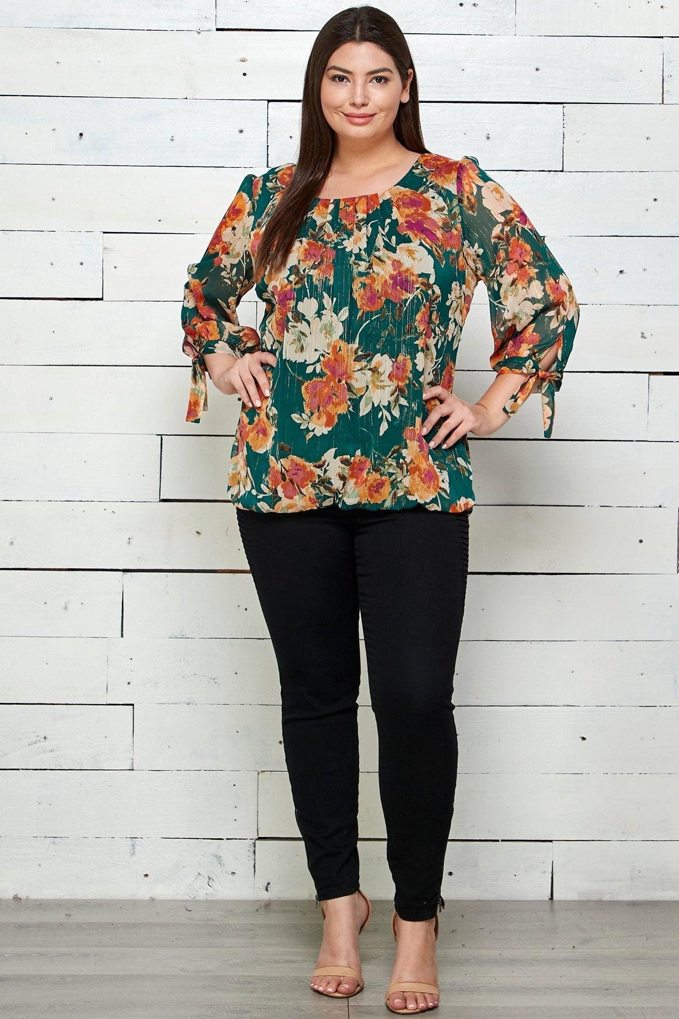 Marigold Print Chiffon Blouse - Plus Product Image