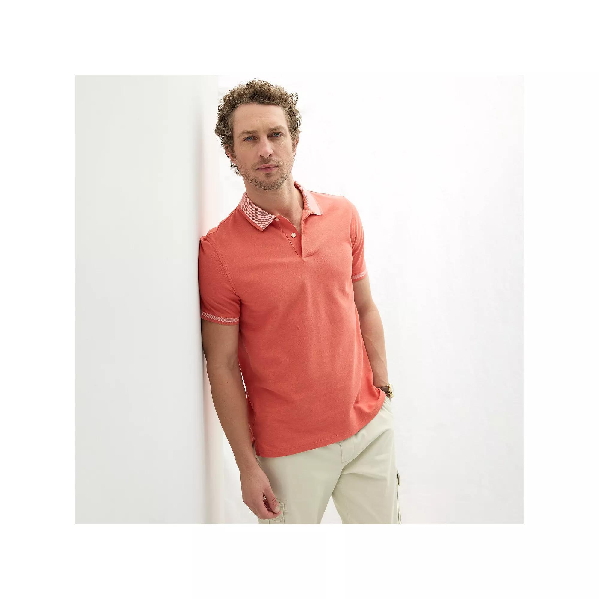 Men's Sonoma Goods For Life® Short Sleeve Pique Polo, Size: Medium, Tipped Pink Product Image