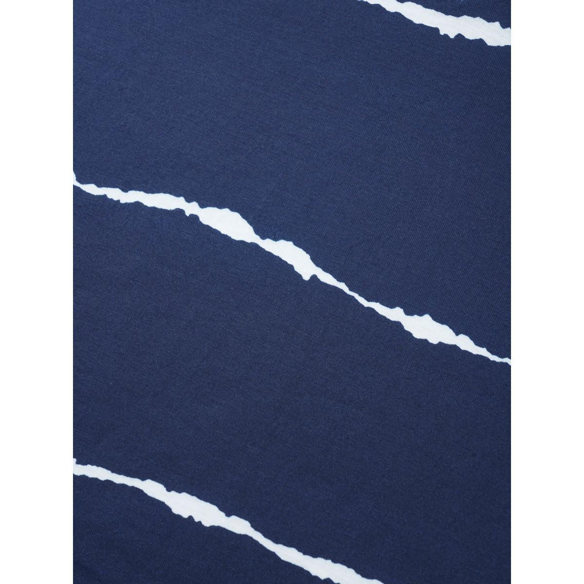 Plus Size Striped Contrast Petal Sleeve T-shirt DarkBlue Women Elegant Striped Everyday T-shirts BloomChic 18-20/2X Product Image