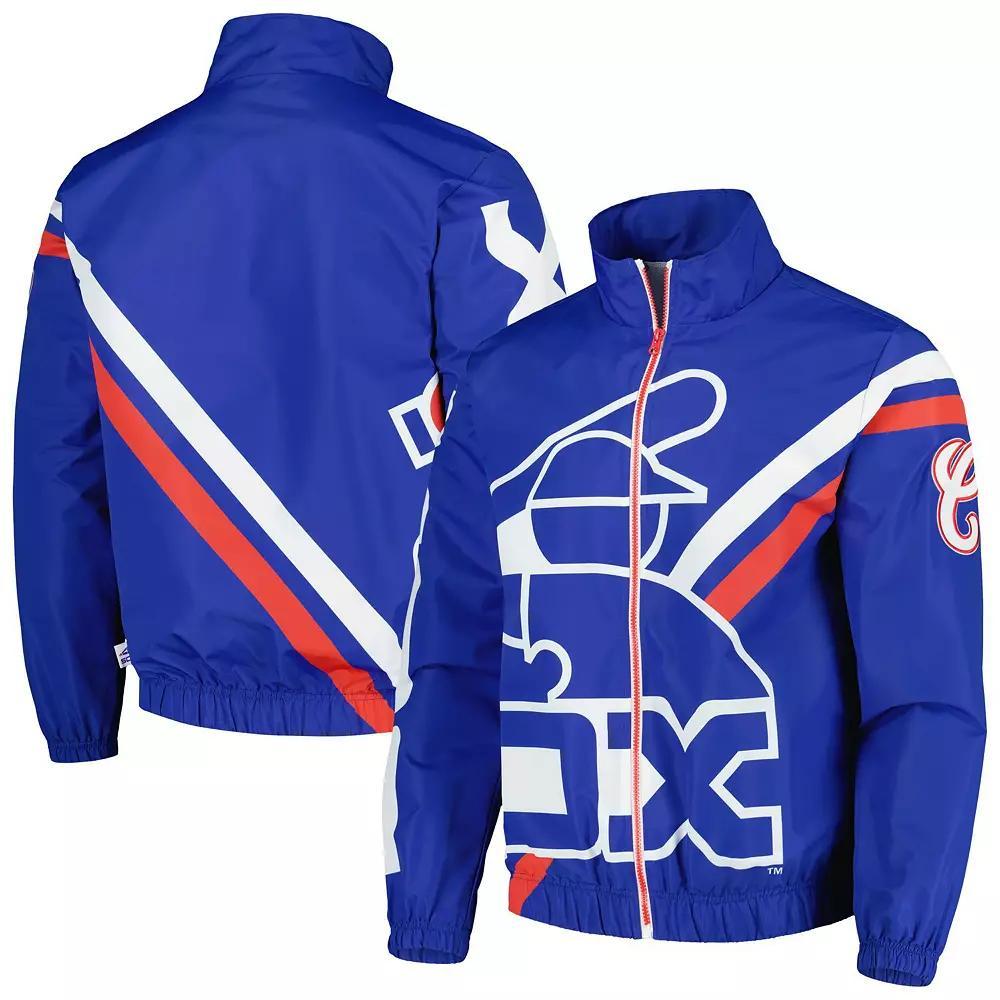 Men's Mitchell & Ness Royal Chicago White Sox Exploded Logo Warm Up Full-Zip Jacket,  Product Image