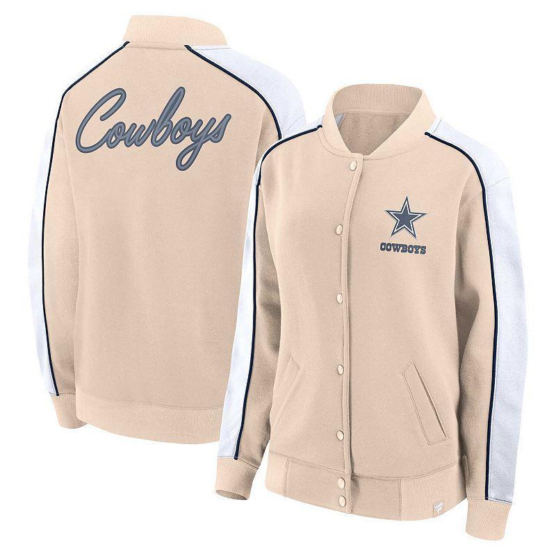 Womens Fanatics Branded Tan Dallas Cowboys Lounge Full-Snap Varsity Jacket Product Image