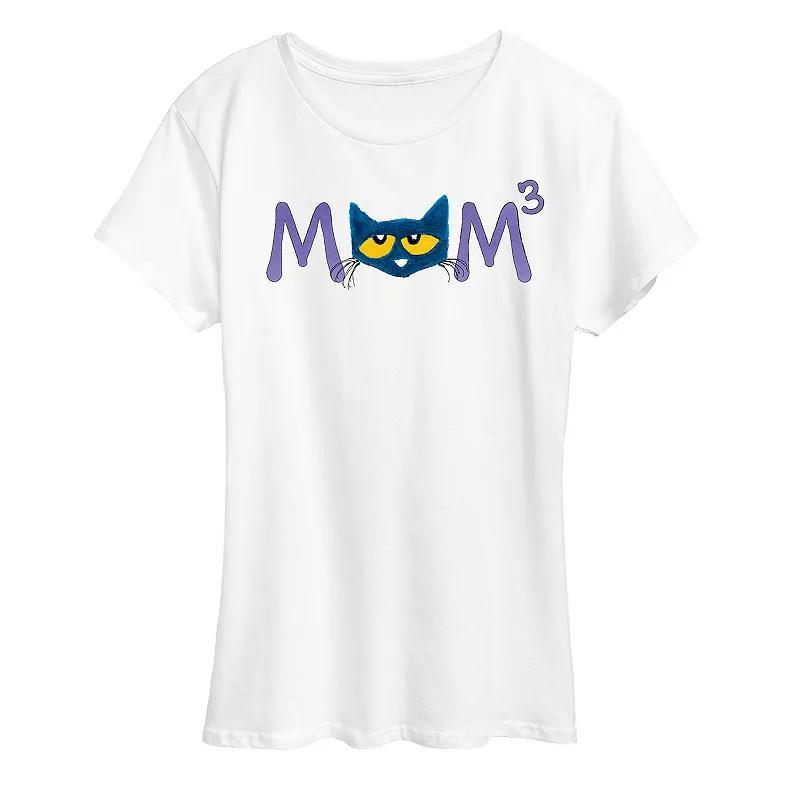 Women's Pete the Cat Face Mom Cubed Graphic Tee, Size: XL, White Product Image