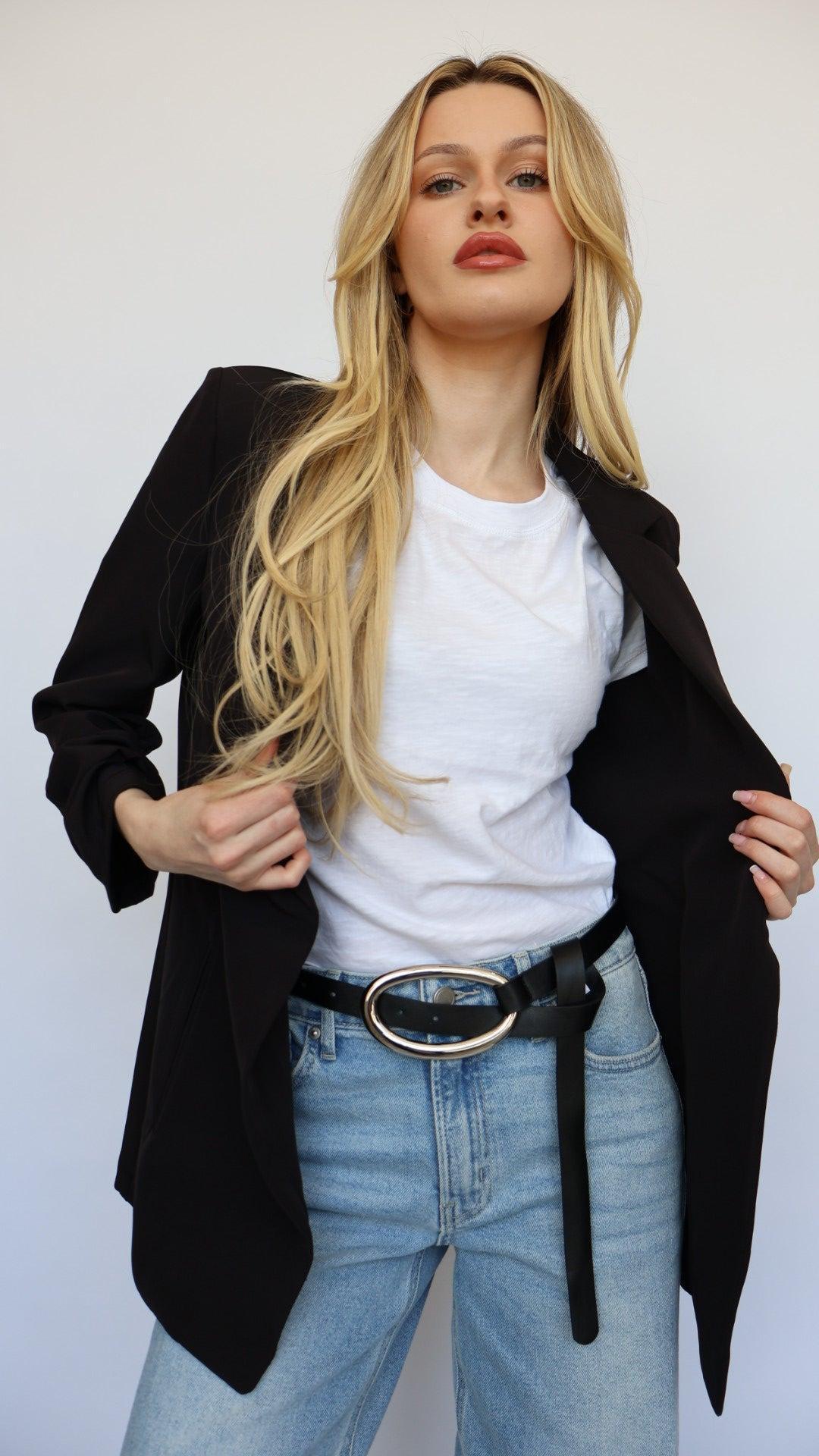 3/4 Ruched Sleeve Blazer Product Image