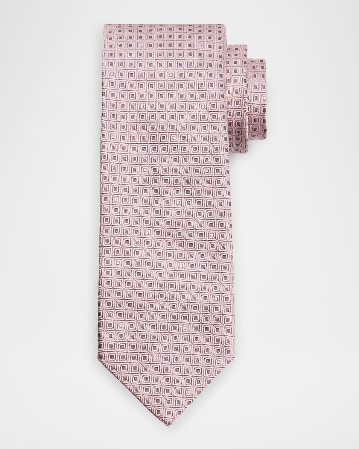 Mens Geometric Jacquard Silk Tie Product Image