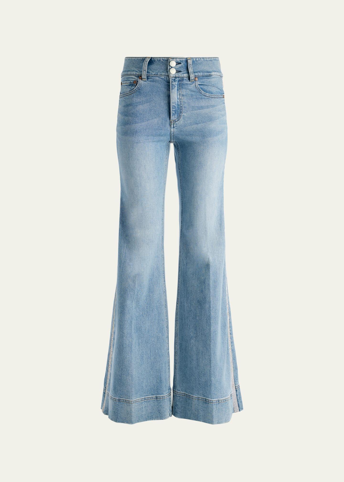 Womens Missa Crystal Stripe Wide-Leg Jeans Product Image