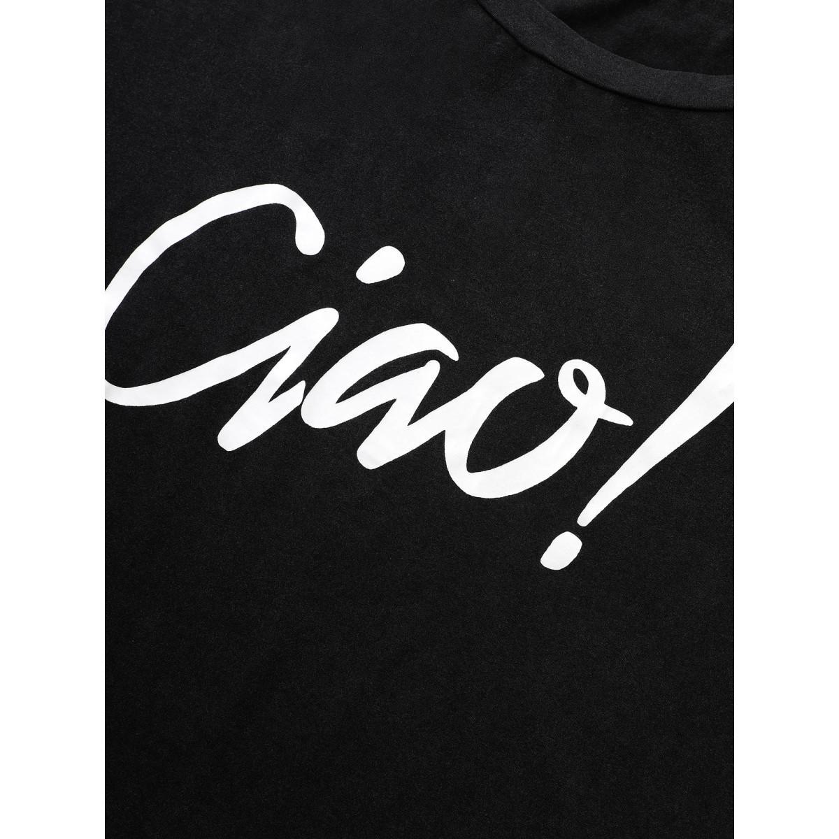 Plus Size Crew Neck Positive Slogan Letter Print T-shirt Black Women Casual Positive slogan Round Neck Everyday T-shirts BloomChic 10/M Product Image