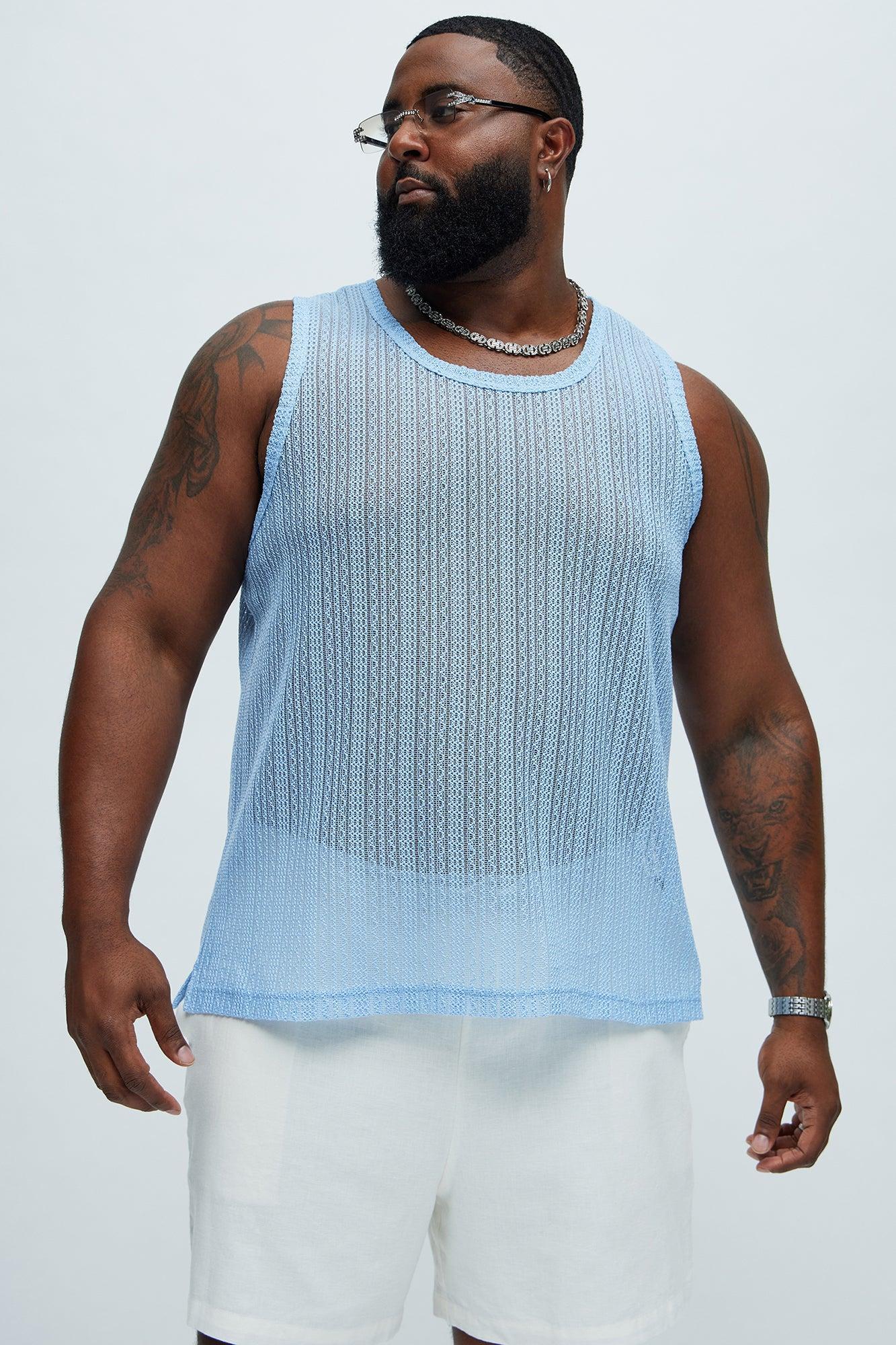 Brannen Textured Relaxed Tank - Light Blue Product Image