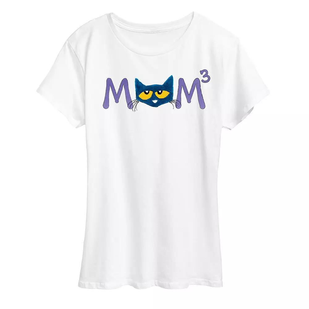 Women's Pete the Cat Face Mom Cubed Graphic Tee, Size: XL, White Product Image