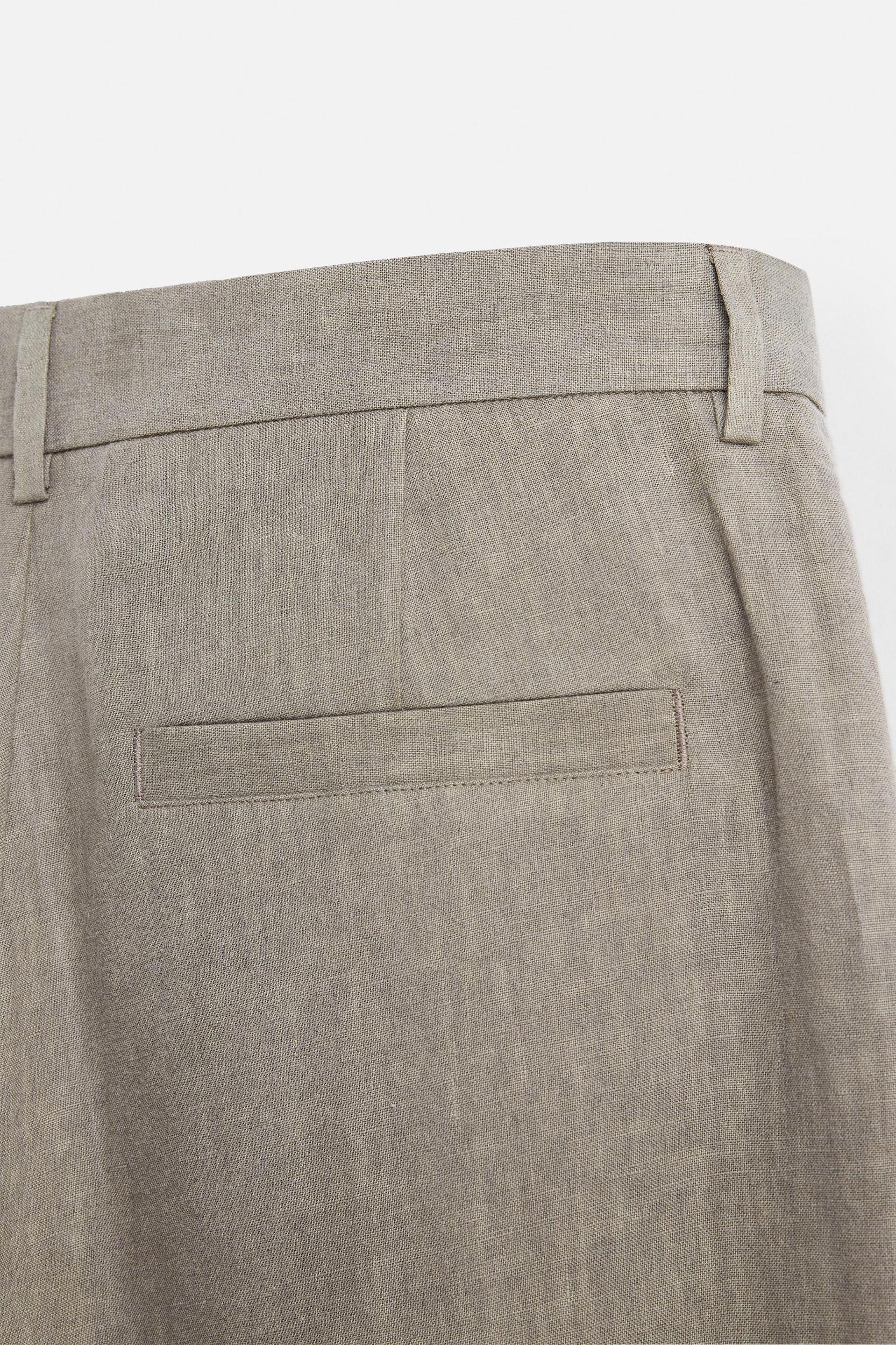 100% WASHED LINEN SUIT PANTS Product Image