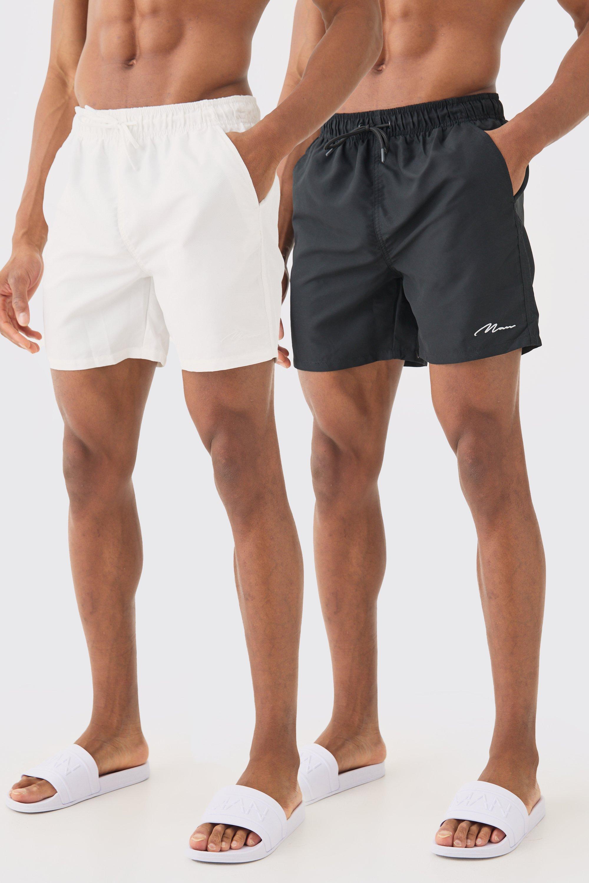 Mens Multi Man Signature Mid Length 2 Pack Swim Short, Multi Product Image