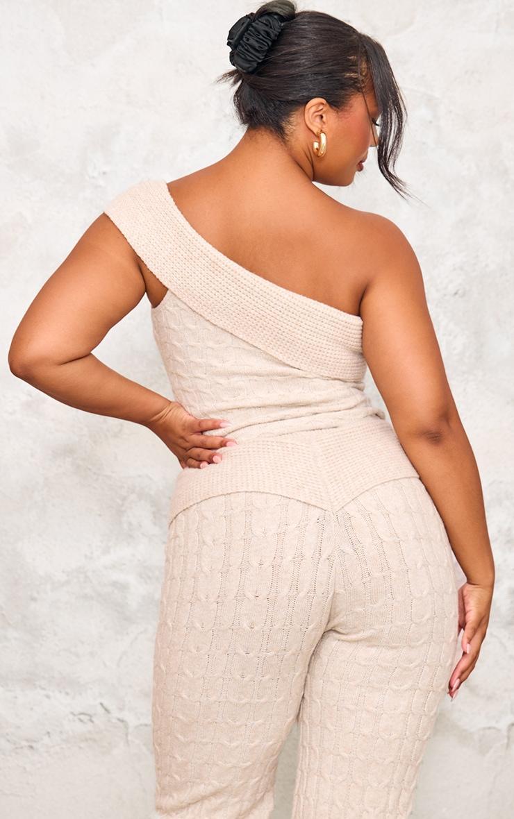 Plus Oatmeal Marl Textured Knit Foldover Bandeau Top Product Image