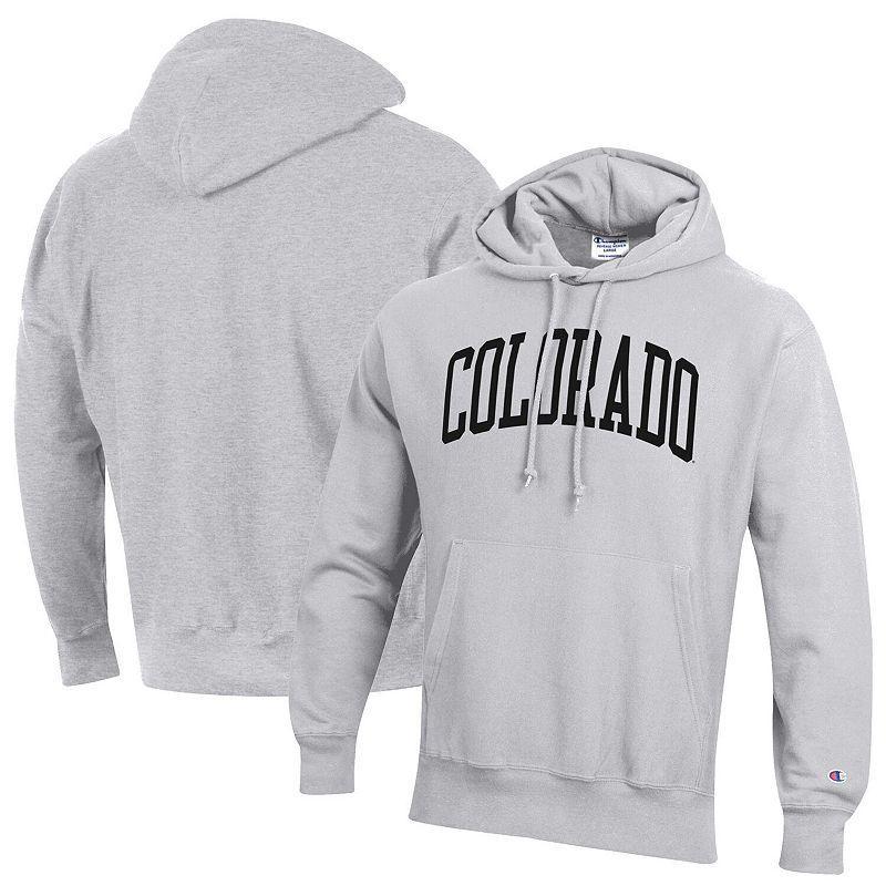 Men's Champion Heathered Gray Colorado Buffaloes Team Arch Reverse Weave Pullover Hoodie,  Product Image