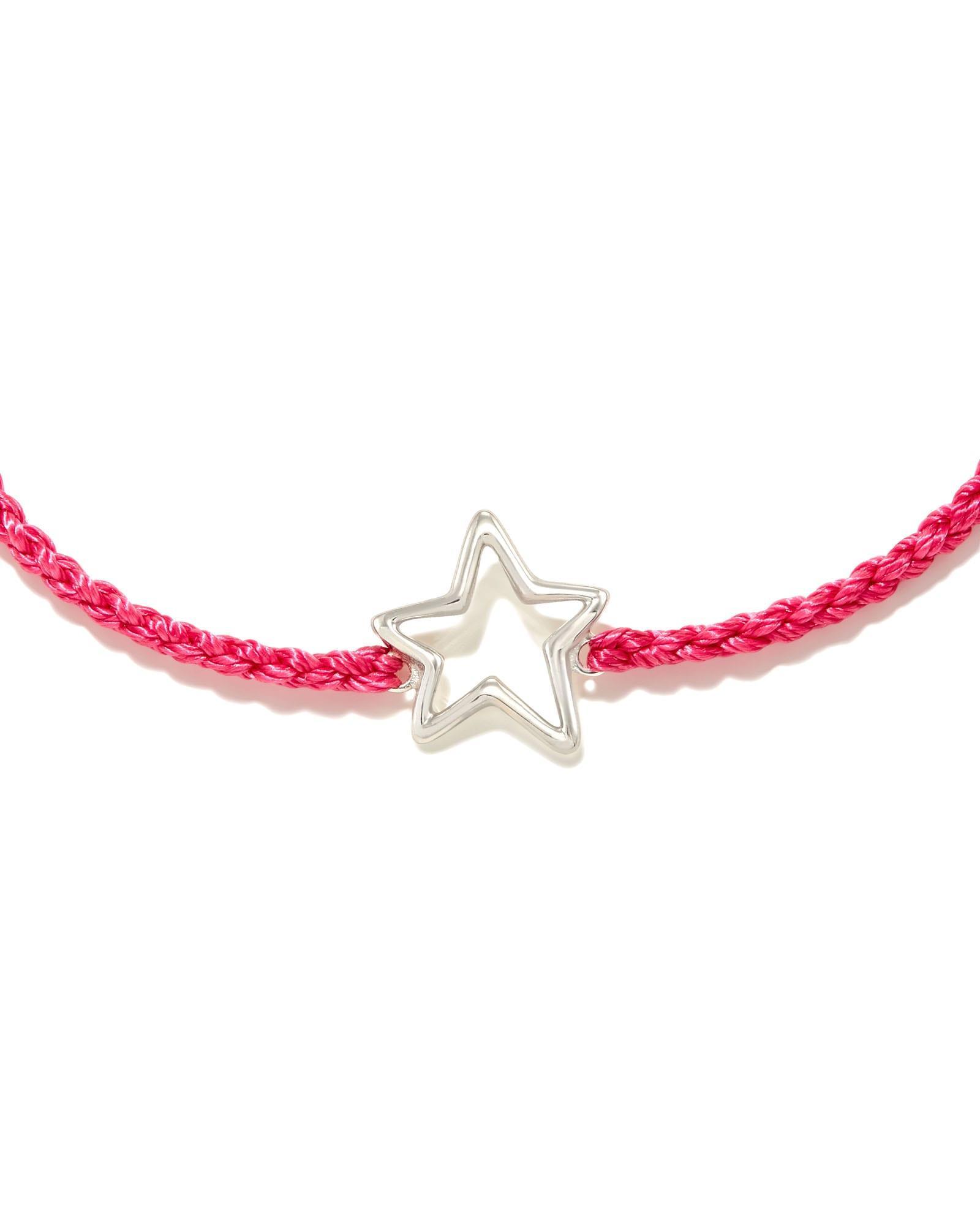 Open Star Sterling Silver Corded Bracelet in Bright Magenta Product Image