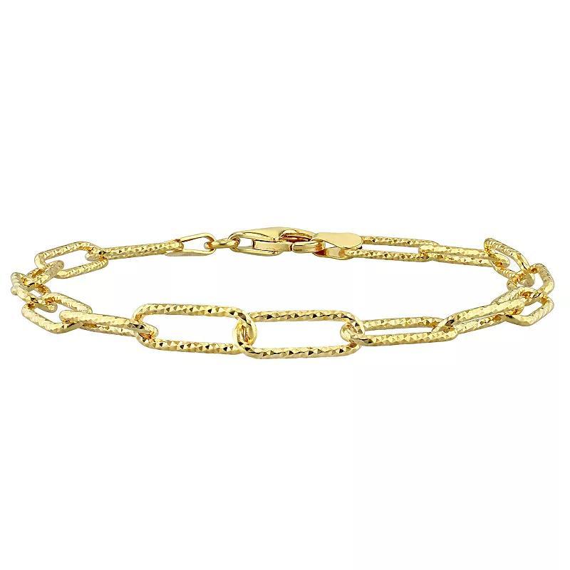 Stella Grace 18k Gold Over Silver 5 mm Fancy Cut Paper Clip Link Chain Bracelet, Womens Gold Tone Product Image