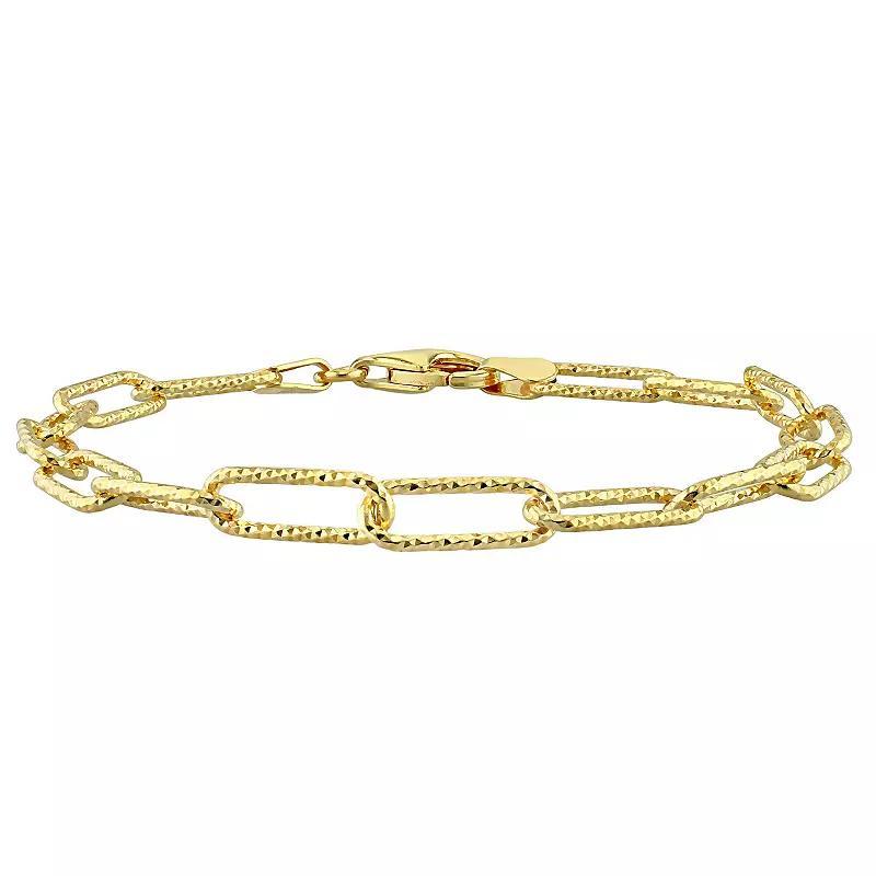 Stella Grace 18k Gold Over Silver 5 mm Fancy Cut Paper Clip Link Chain Bracelet, Womens Gold Tone Product Image