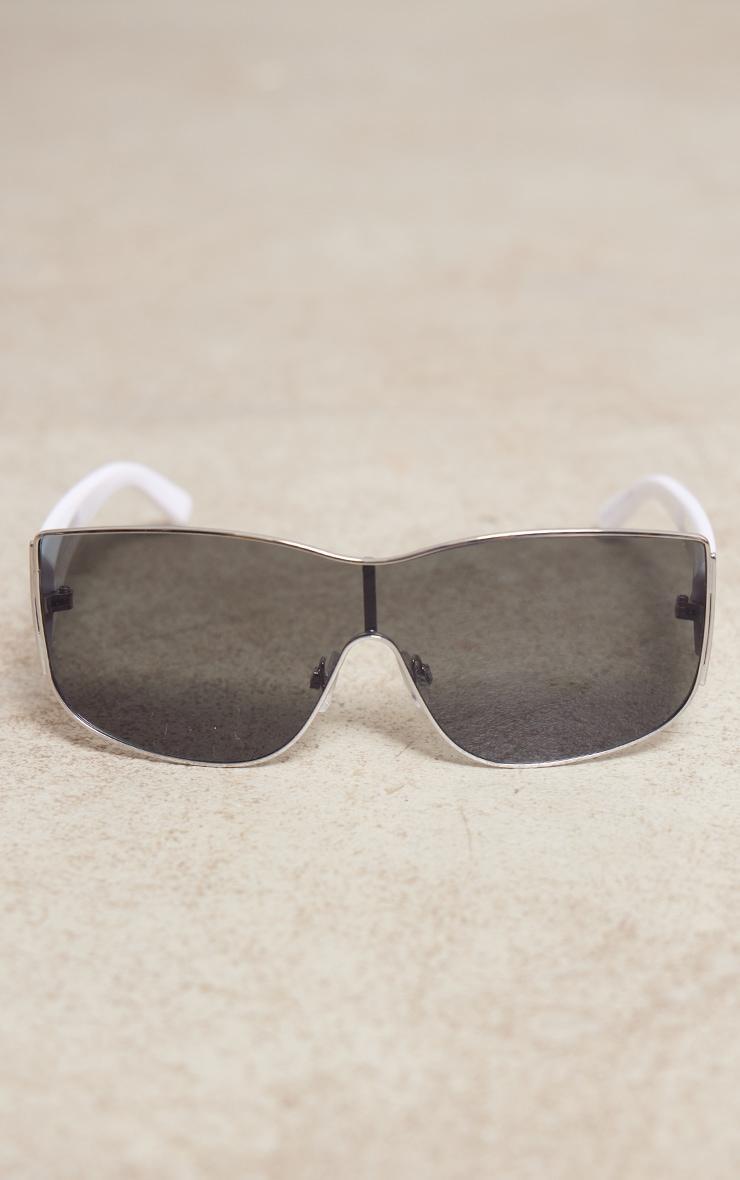 Silver Metal Oversized Visor Sunglasses Product Image