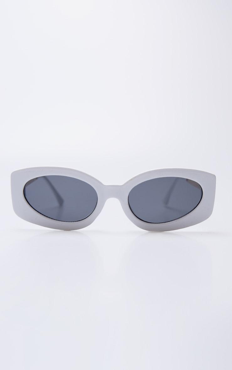  White Smokey Rectangular Frame Sunglasses Product Image