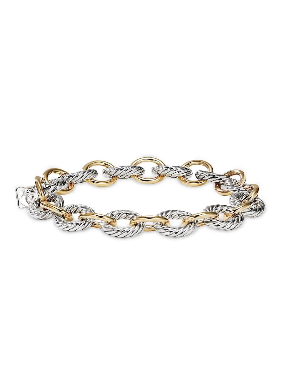 Chain Oval Link Bracelet with 18K Gold and Silver, 10mm, 7.5 Product Image