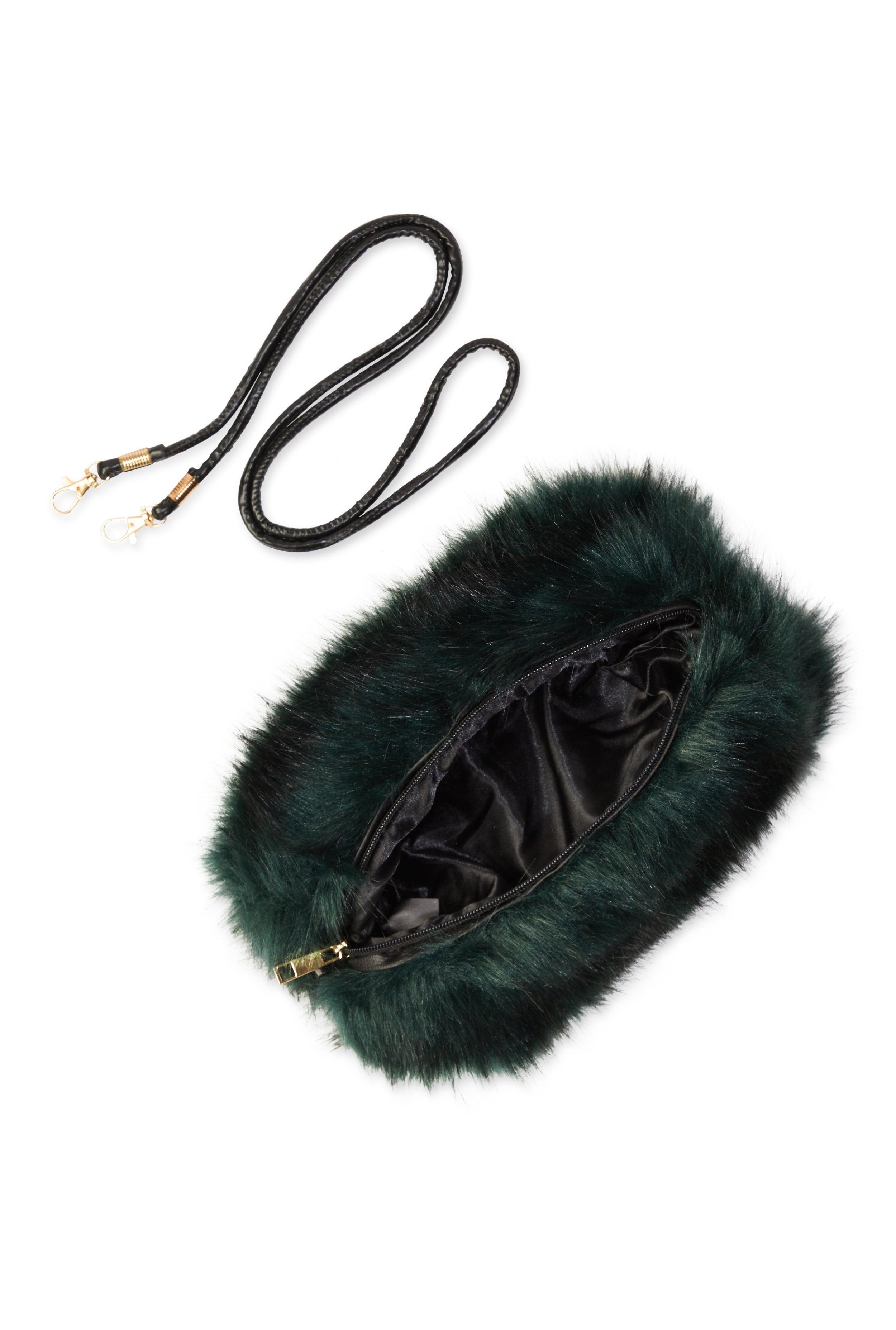 Womens Faux Fur Hand Muff Crossbody Bag Product Image