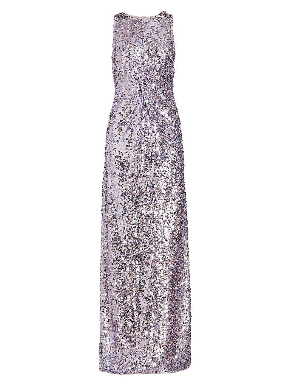 Womens Sequined Twist-Front Racer Gown Product Image