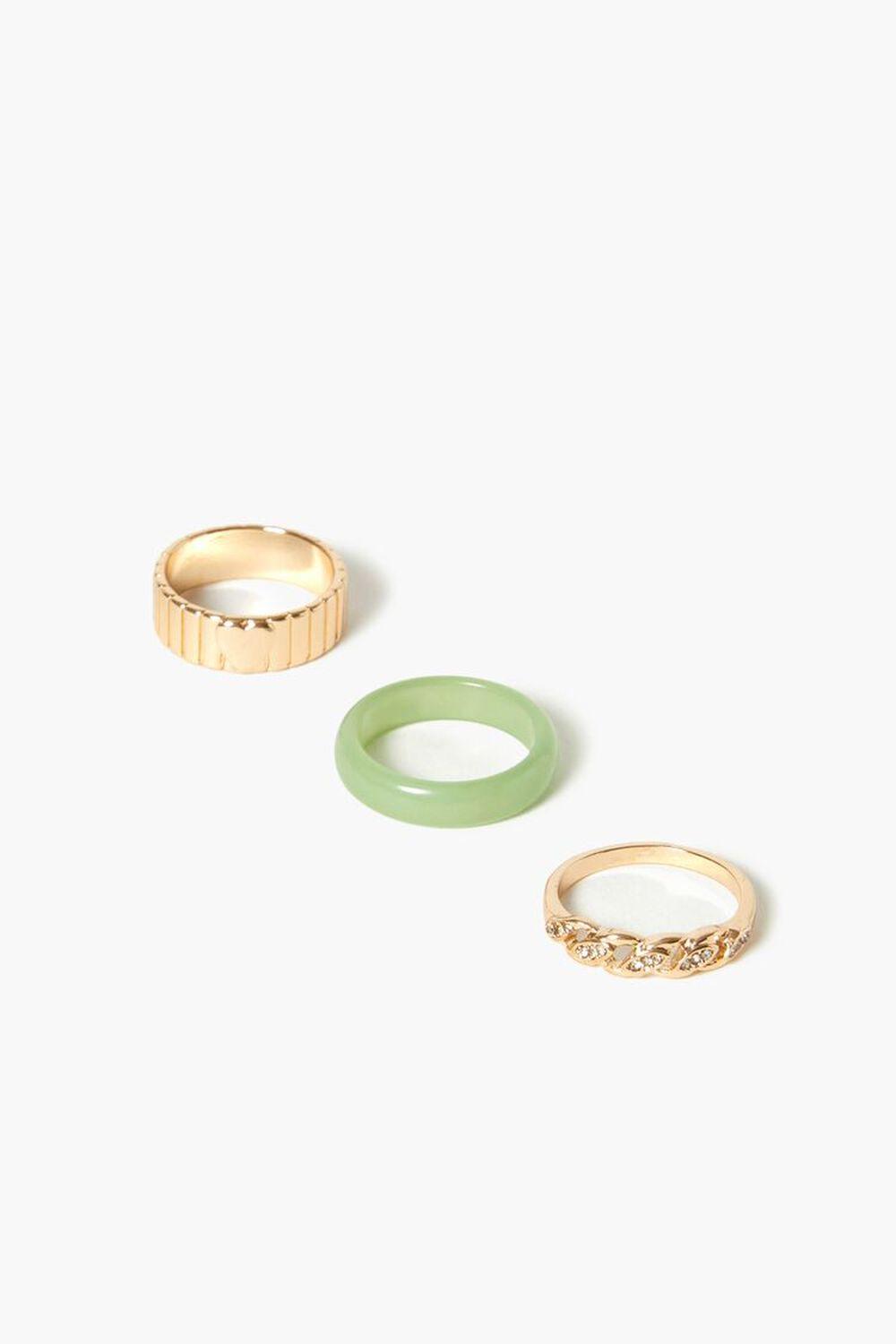 Faux Marble & Rhinestone Chain Ring Set | Forever 21 Product Image