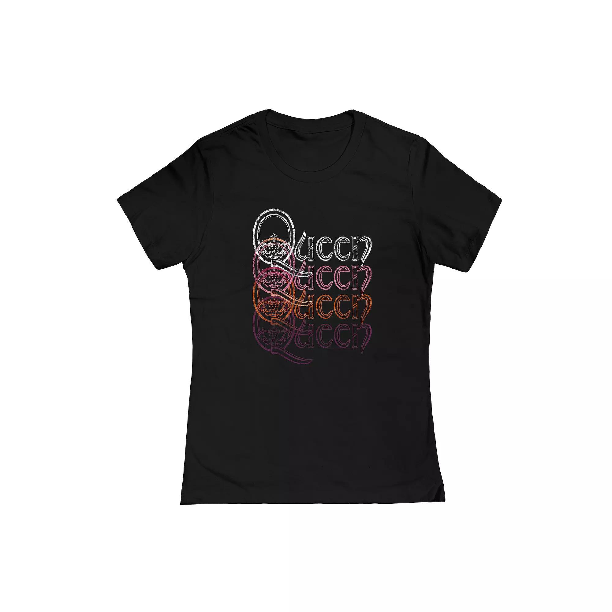 Juniors' Queen Repeat Logo Graphic Tee, Girl's, Size: Large, Black Product Image