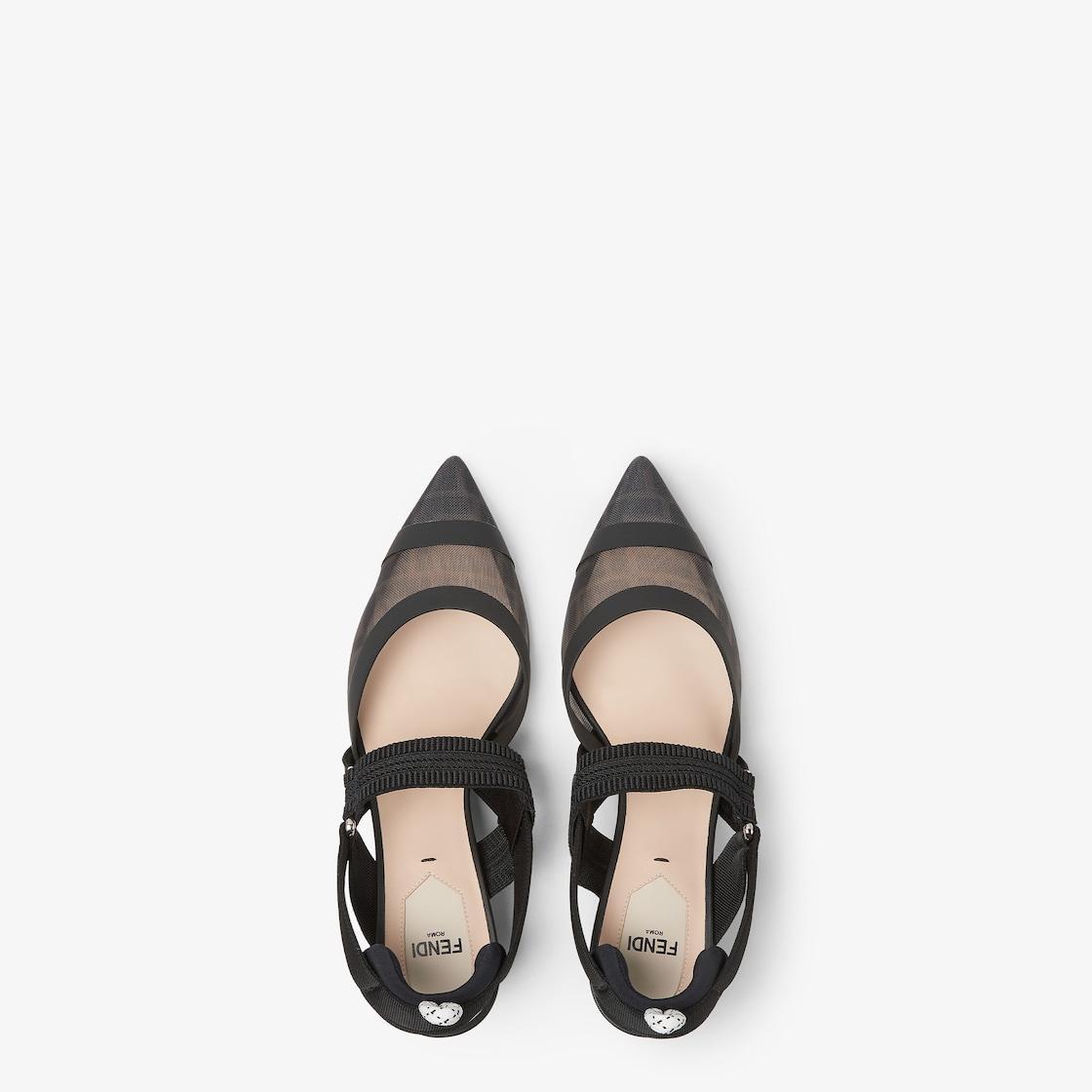 ColibrìBlack leather and mesh slingbacks with medium heel Product Image