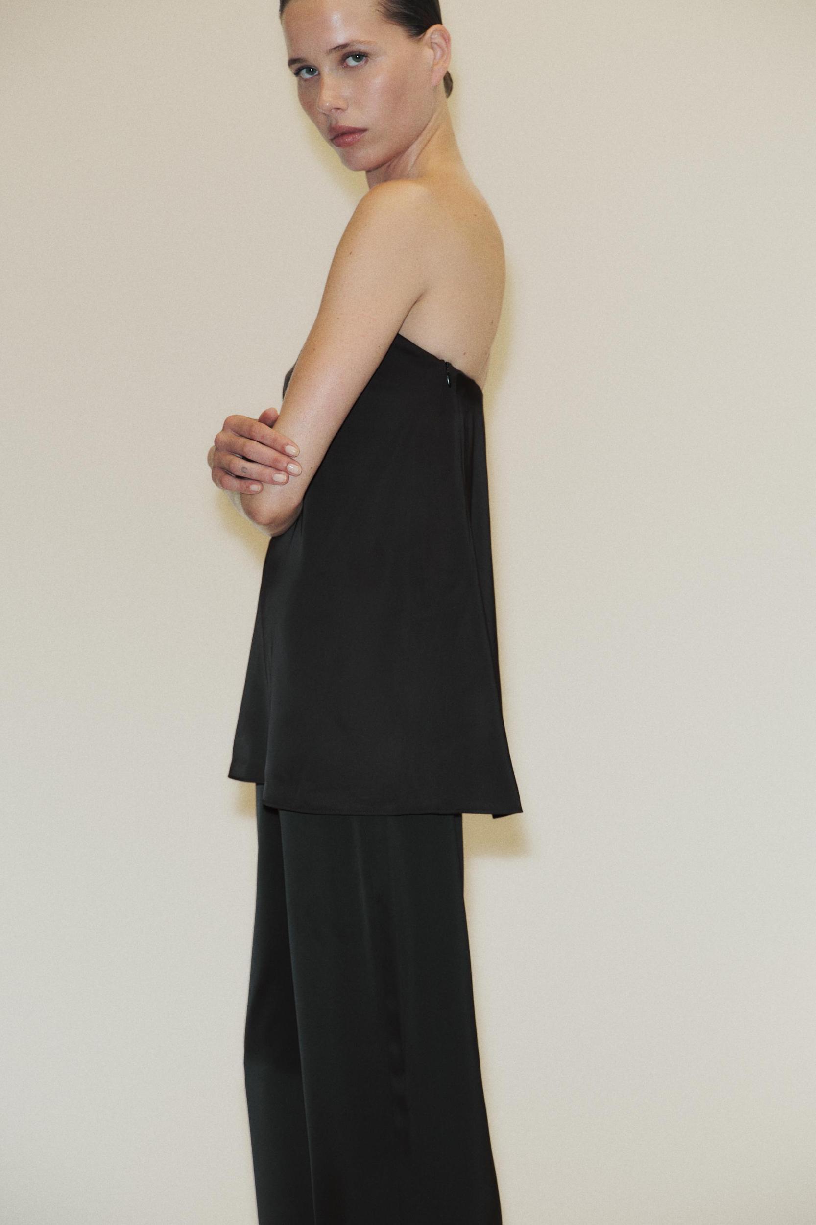 STRAPLESS SATIN EFFECT TOP Product Image