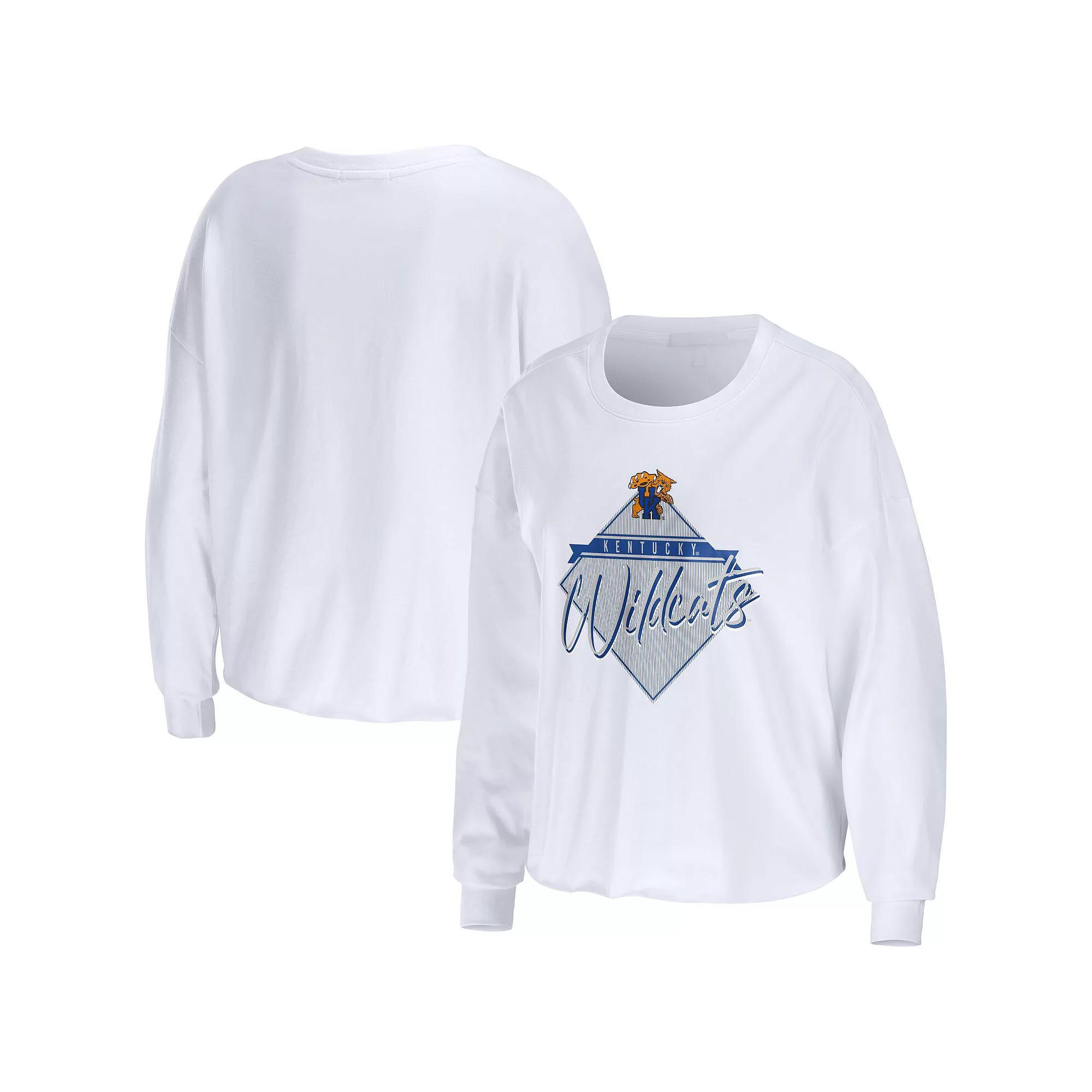 Women's WEAR by Erin Andrews White Kentucky Wildcats Diamond Long Sleeve Cropped T-Shirt, Size: Small Product Image